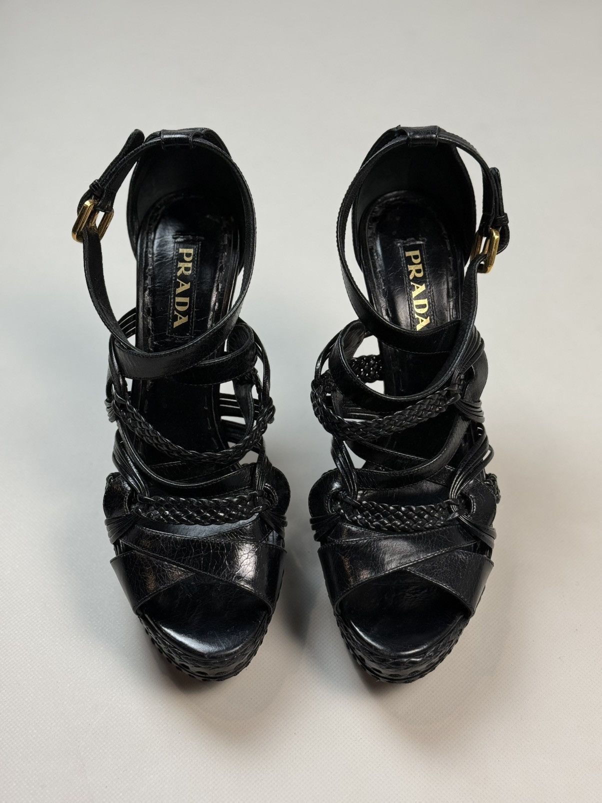 Prada Prada Ladies Black Leather Strappy Heels Shoes Size 41 Size US 10 / IT 40 - 10 Thumbnail