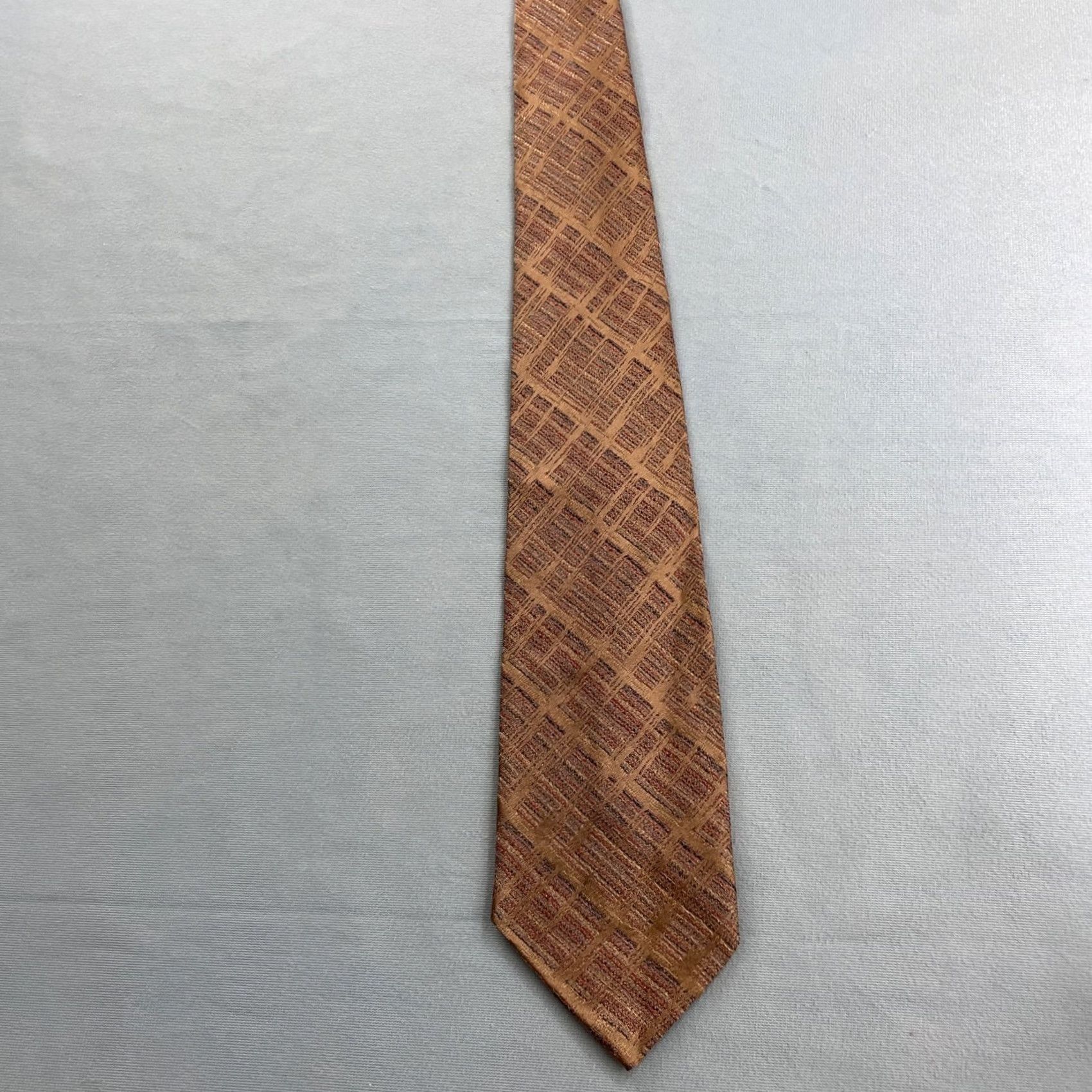 MCM VINTAGE Rhodia Necktie Italian Woven Tie Geometric Plaid Brown Red Blue 3x48" Mens Tie Size ONE SIZE - 5 Thumbnail