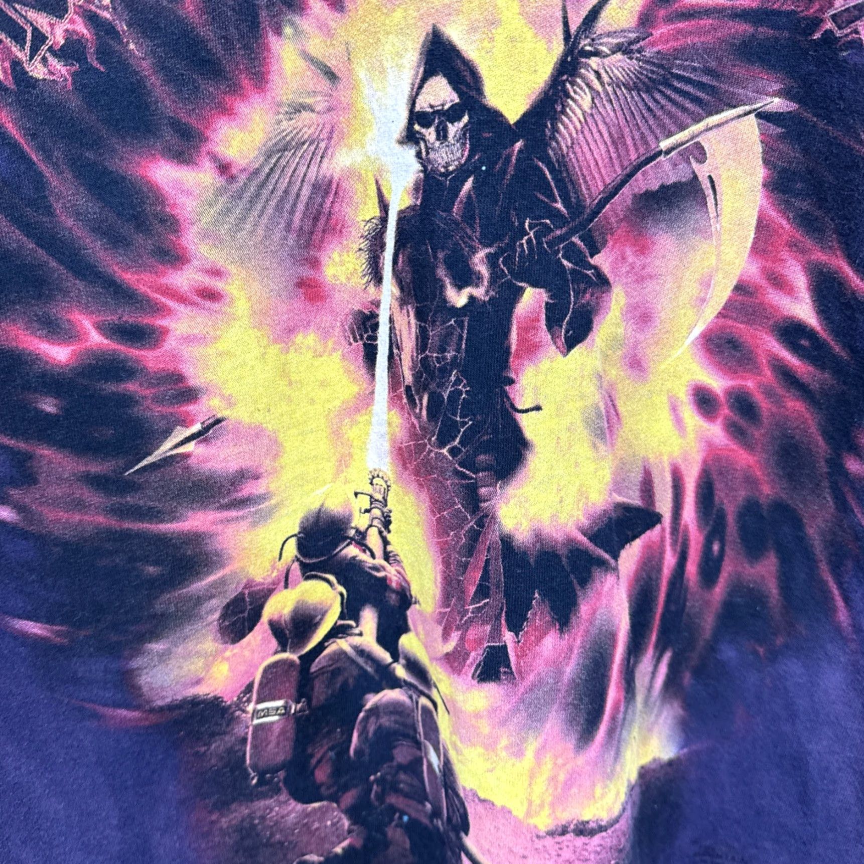 The Mountain VINTAGE The Mountain Firefighter T-Shirt Mens Large Purple Tie-Dye Grim Reaper Graphic 2000s Fall Mens Size US L / EU 52-54 / 3 - 6 Thumbnail