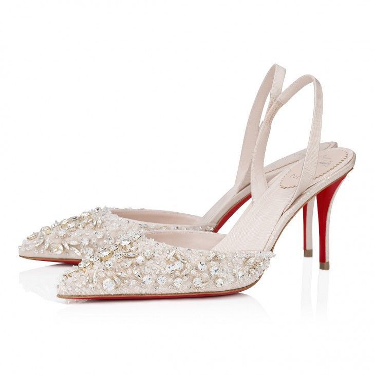 Christian Louboutin o1s1wg110225 Queenissima Sling 80MM in Leche Size US 6 / IT 36 - 1 Thumbnail