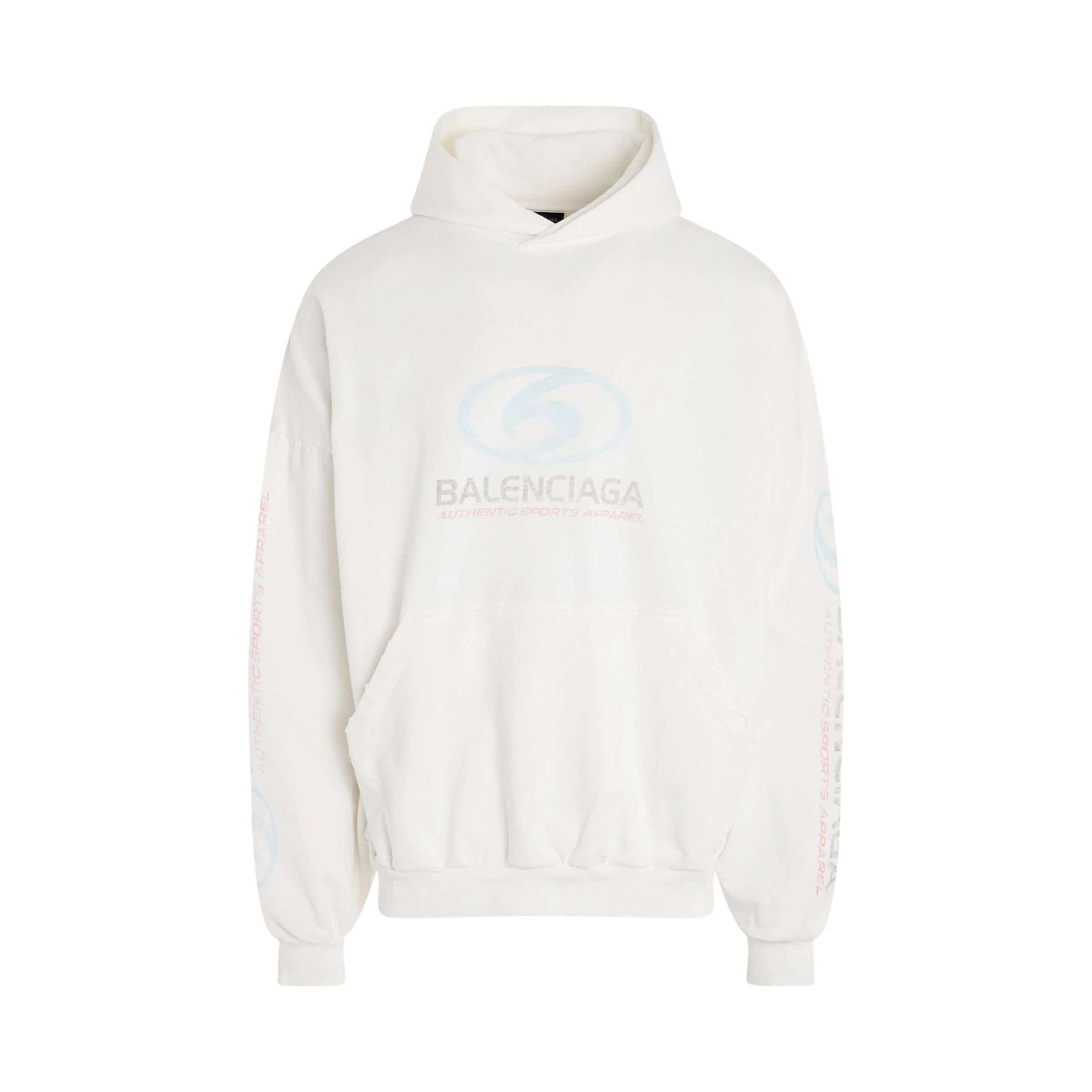Balenciaga o1mt1gz0125 Surfer Round Hoodie Oversized in White Size US S / EU 44-46 / 1 - 1 Thumbnail