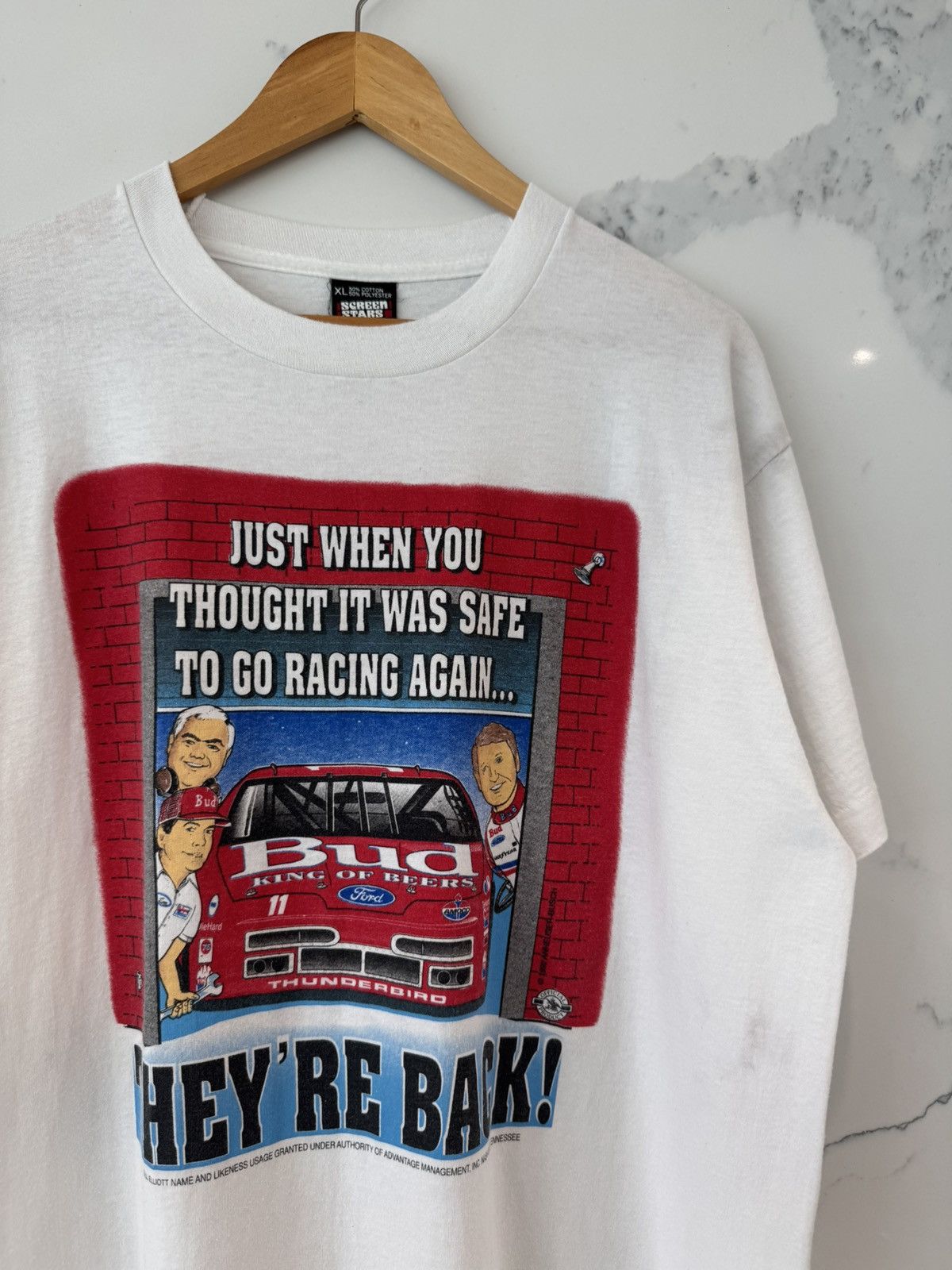 NASCAR Vintage 1992 NASCAR Budweiser Racing T Shirt Size US XL / EU 56 / 4 - 5 Thumbnail