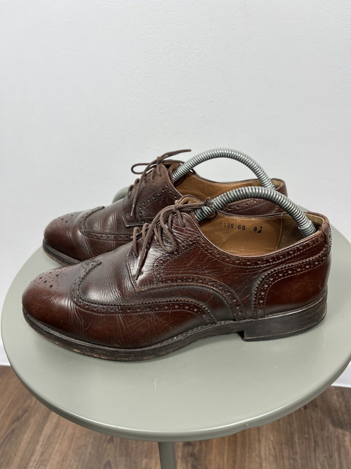 Leather Vintage Brown Leather Brogue Oxford Shoes US 8 Men Size US 8 / EU 41 - 7 Thumbnail