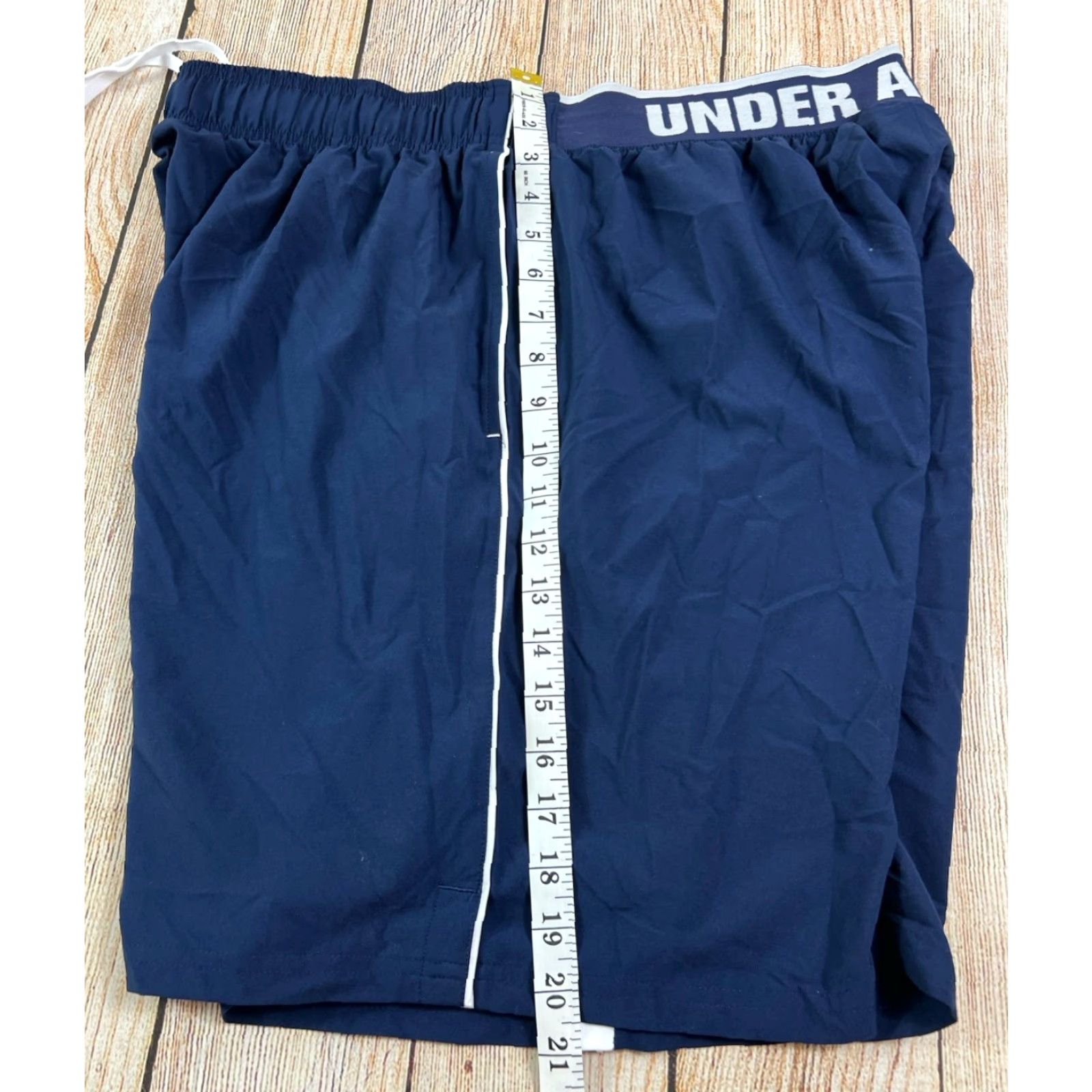 Under Armour Mens Under Armour Athletic Shorts Navy Blue 2XL Elastic Drawstring Regular Fit Gym & Training Sports Logo Size US 39 - 5 Thumbnail