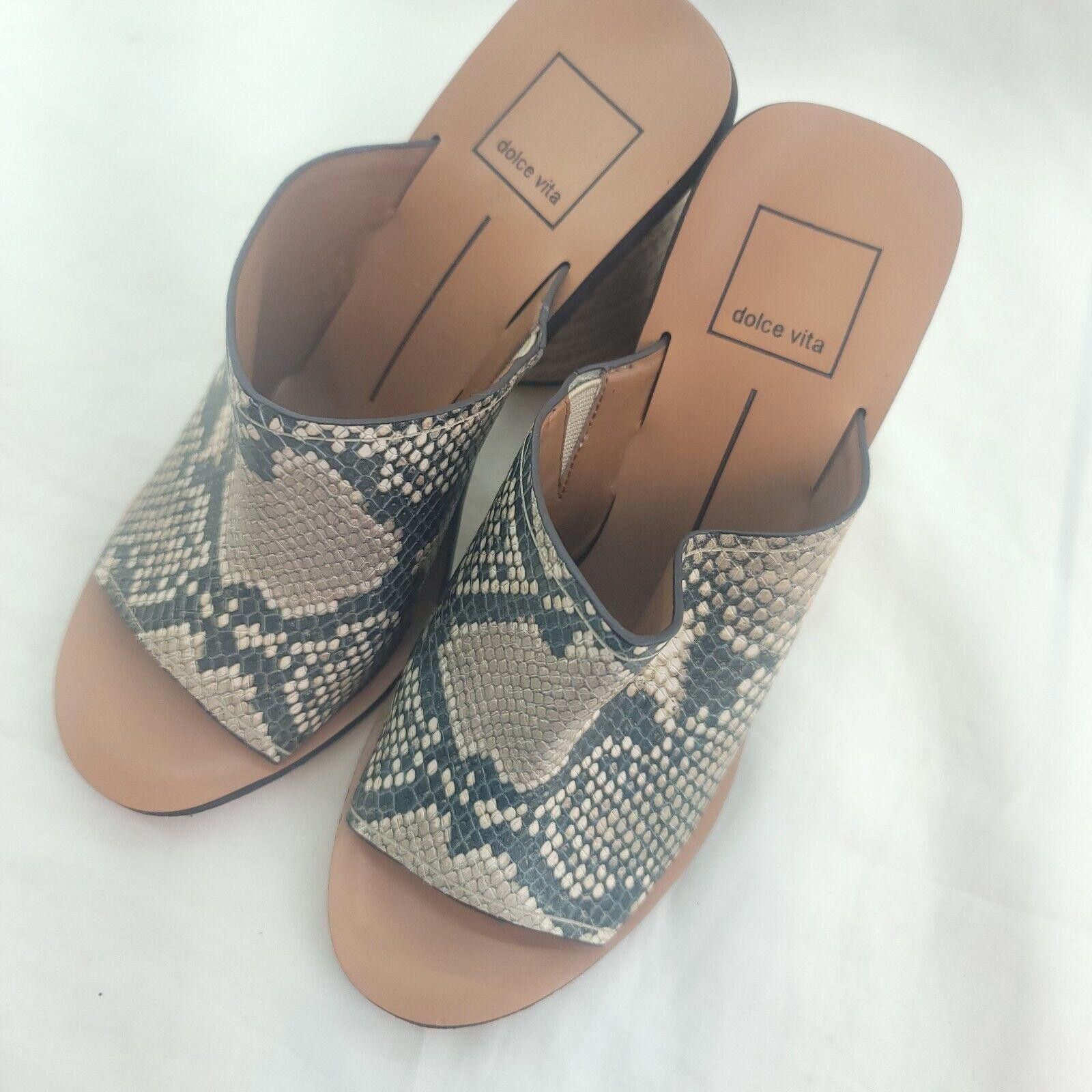 Designer Dolce Vita Reptile Print Size 7.5 Peeptoe Heeled Mules Size US 7.5 / IT 37.5 - 7 Thumbnail