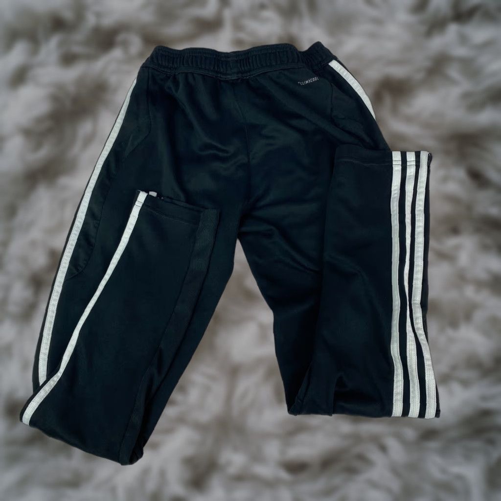 Adidas Adidas Track Sweatpants Teens M Black Logo Athletic Ankle Zip Pants Size 32" / US 10 / IT 46 - 1 Thumbnail
