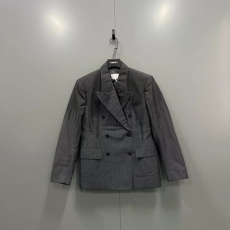 Maison Margiela Striped Dyed Double-Breasted Blazer Size US XL / EU 56 / 4 - 1 Thumbnail