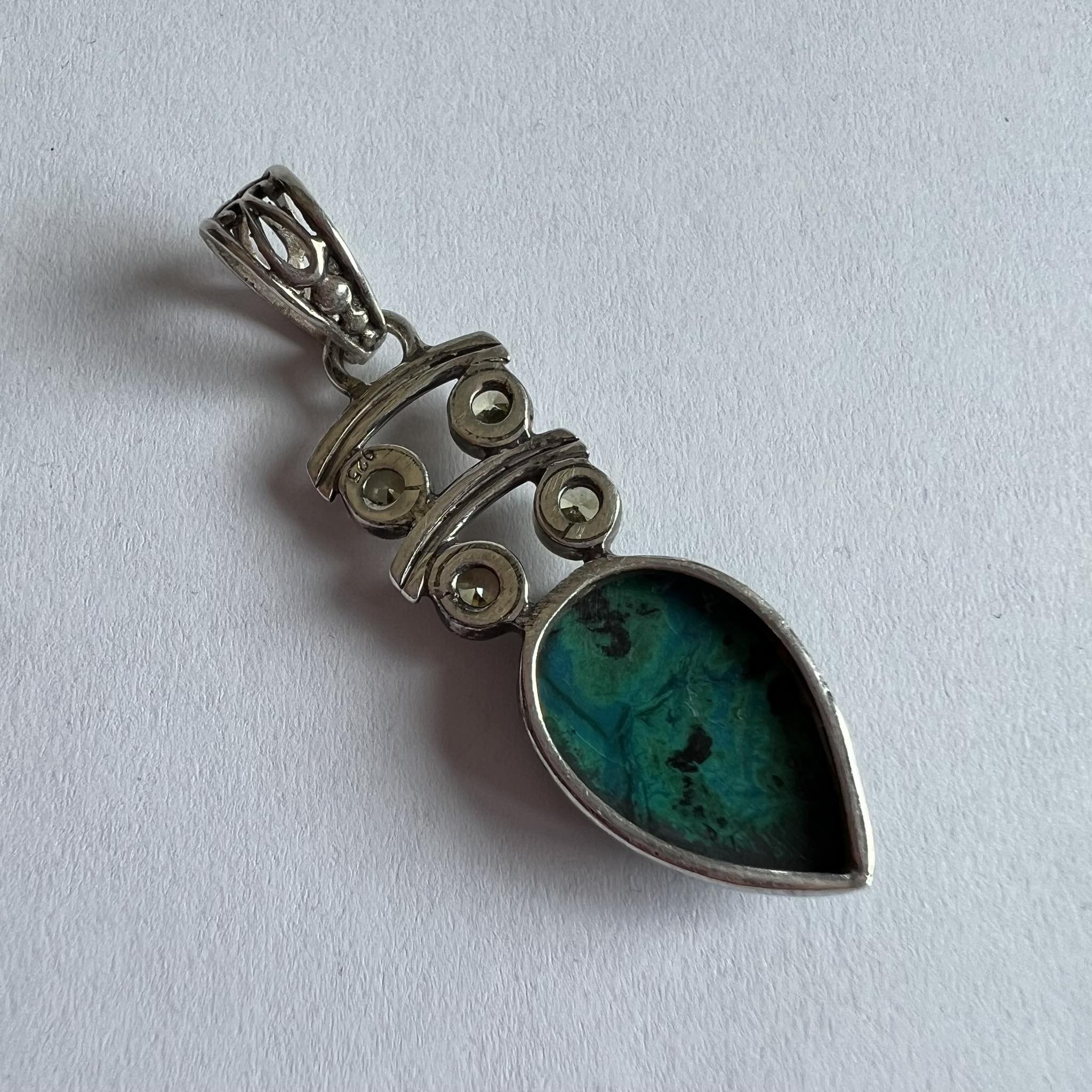 Vintage Vintage Sterling Silver 925 Women's Pendant Turquoise Marked Size ONE SIZE - 2 Thumbnail
