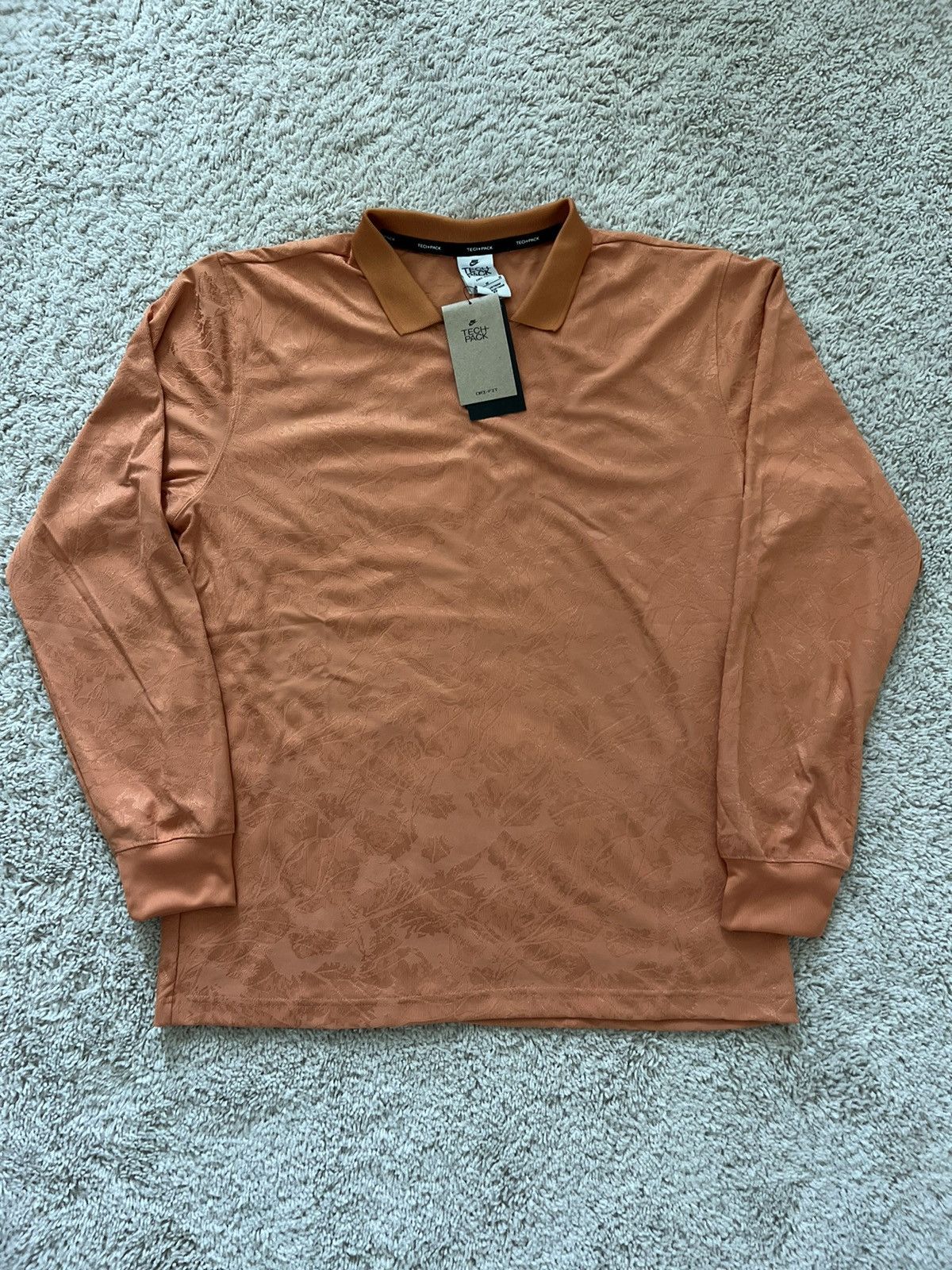Nike Nike Tech Pack Jaquard L/S Orange Collared Shirt Size US M / EU 48-50 / 2 - 1 Thumbnail