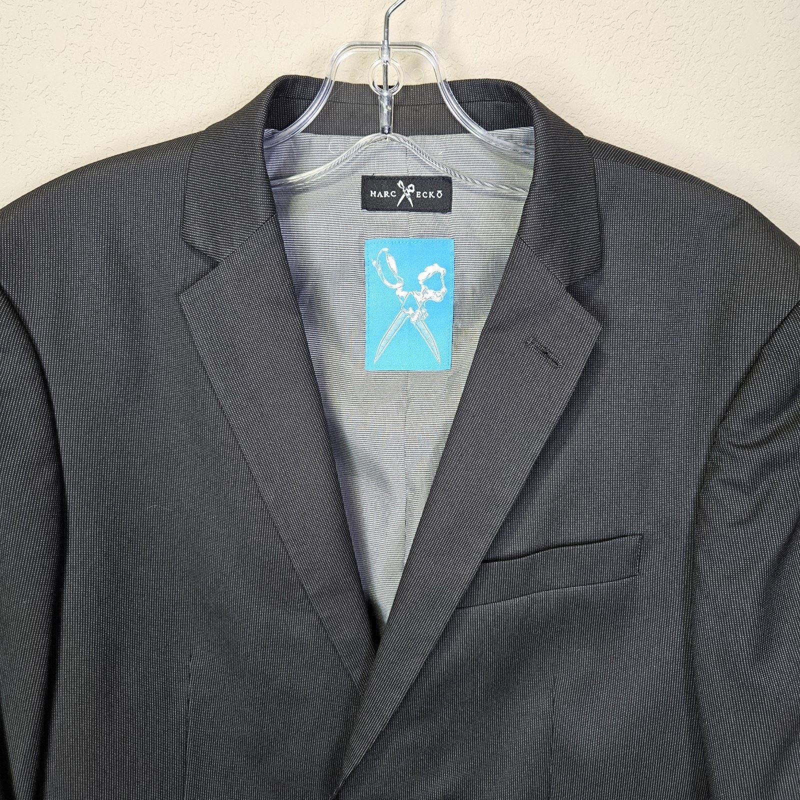Marc Ecko Marc Ecko Blazer Jacket Micro Check Black Wedding Interview Size 40R - 4 Thumbnail