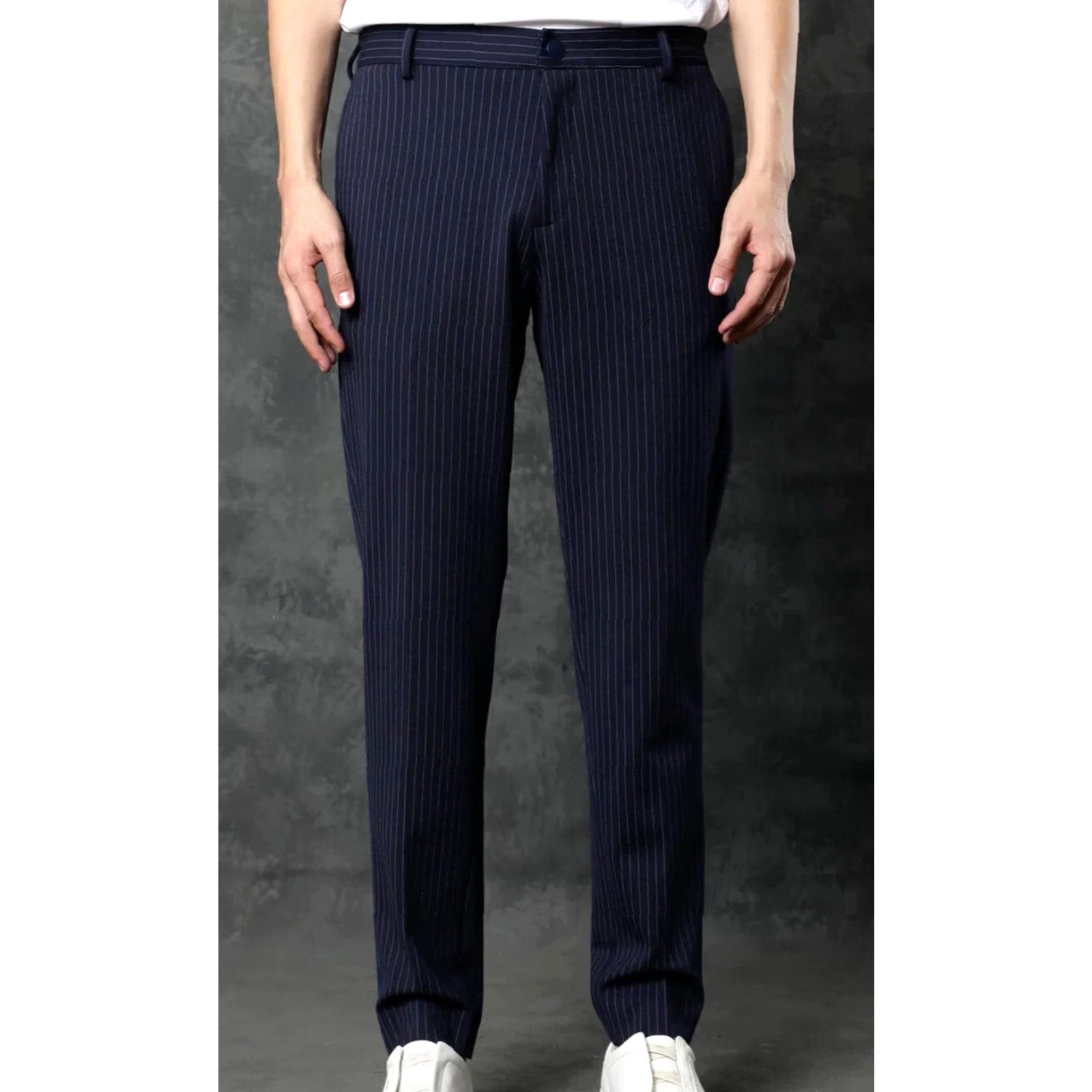 Vintage Rare Rabbit Ander Classic Pin Stripe Trousers Navy 36 Men’s Regular Size 36 Inches Inseam 31" Slim/Stretch Chino Pants Size US 36 / EU 52 - 2 Thumbnail