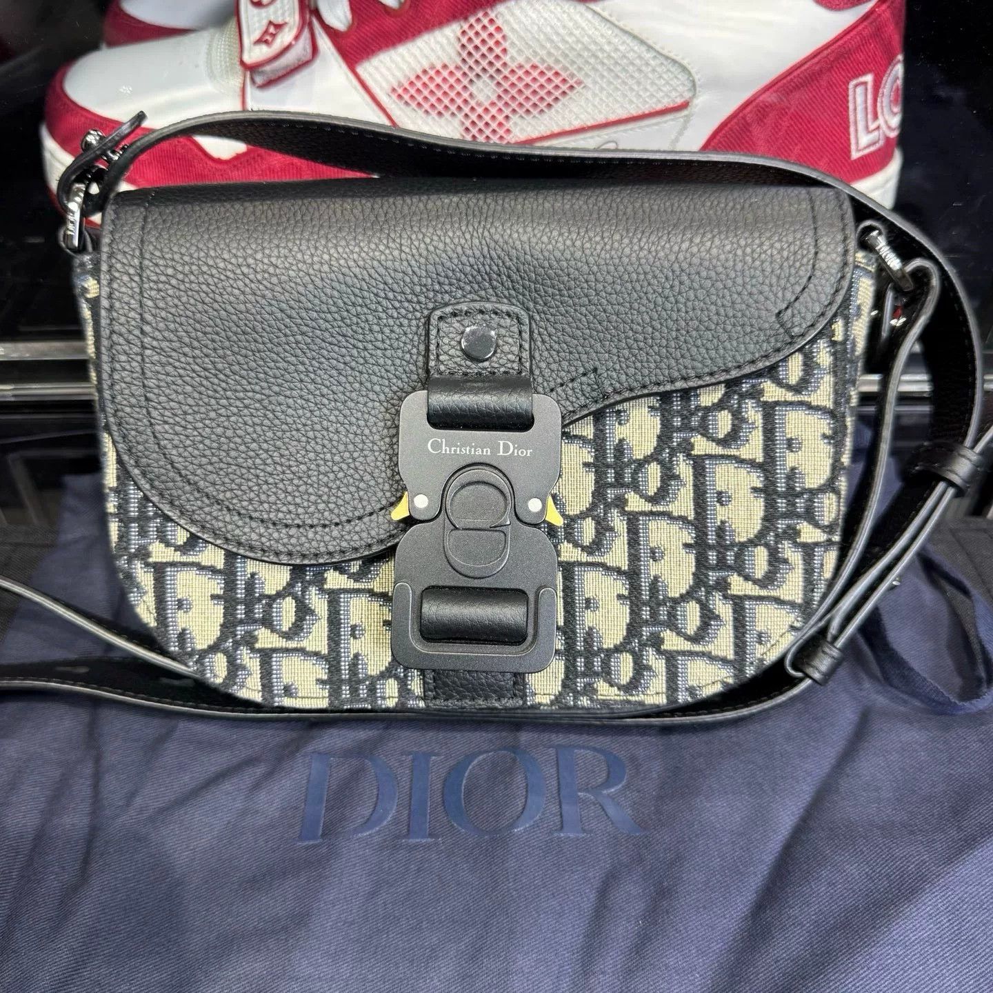 Dior Dior Leather Printed Black Bag 45.5 Men Size ONE SIZE - 1 Thumbnail