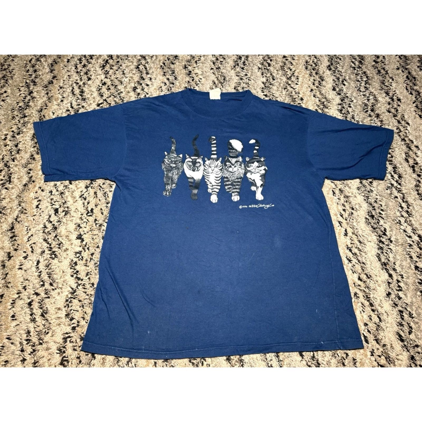 Doublet VINTAGE 90s Cats Tee Shirt Funny Butts Graphic Double Sided 2XL Blue Mens T-Shirt Cat Shirt Size US XXL / EU 58 / 5 - 3 Thumbnail
