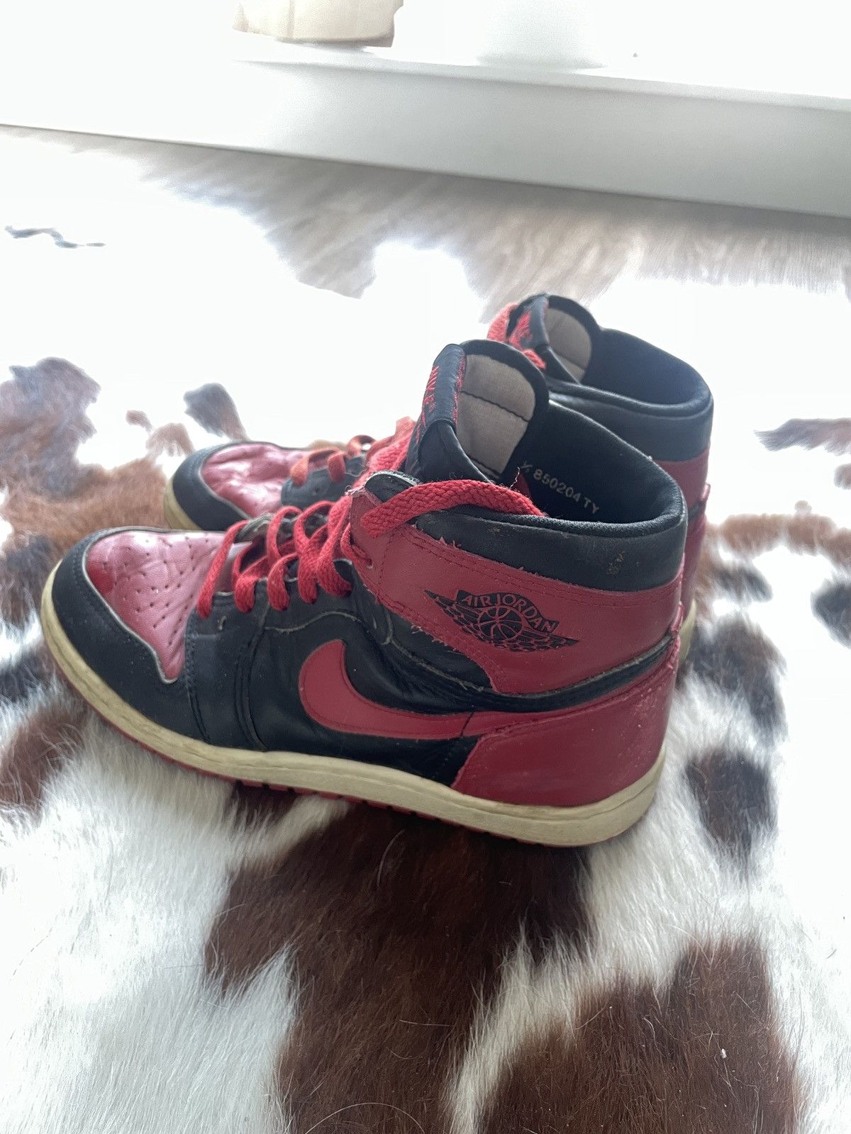 Jordan Brand × Nike × Vintage Nike 1985 Air Jordan 1 black/red sz 7.5 Size US 7.5 / EU 40-41 - 6 Thumbnail