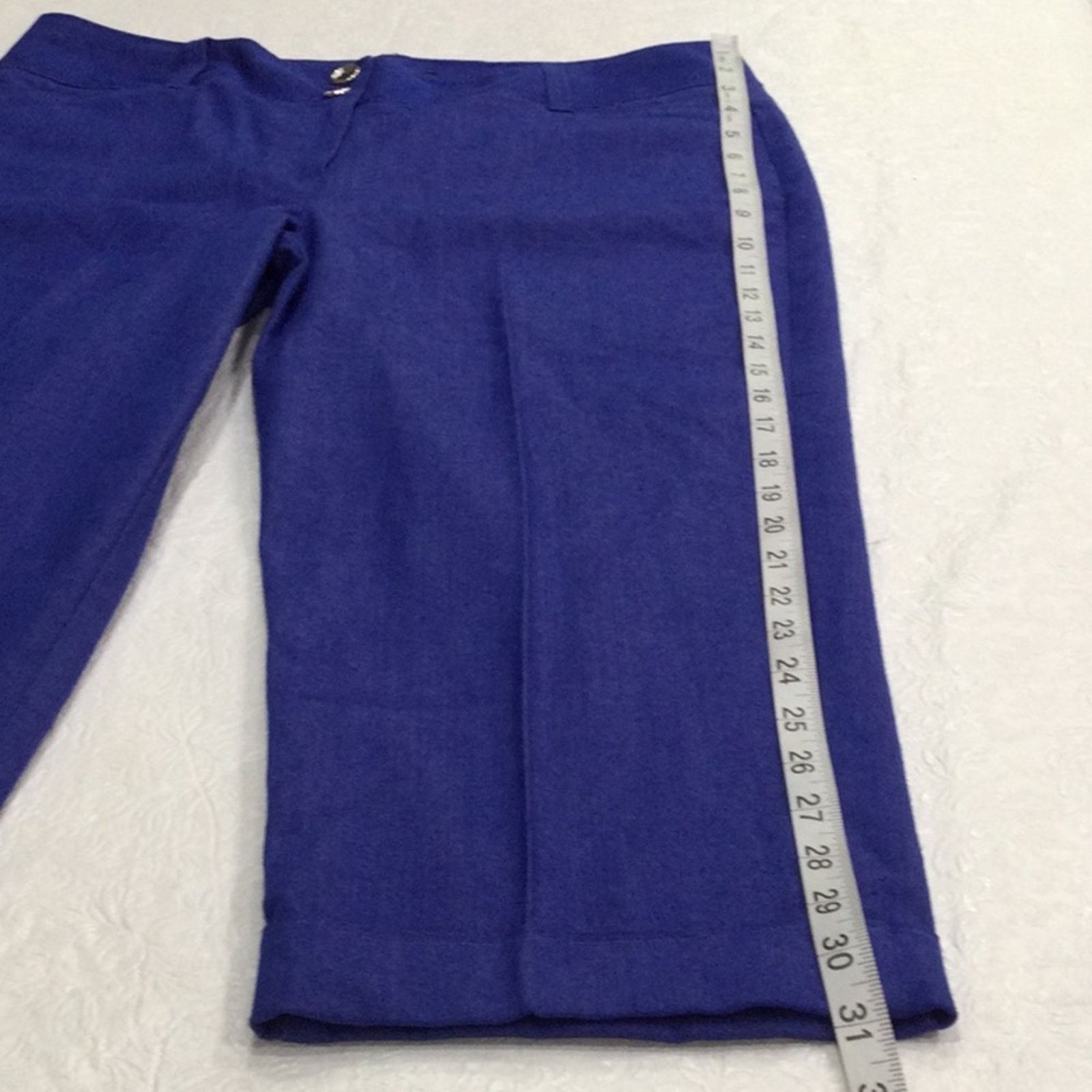 Other Larry Levine Blue Cropped Rolled Cuff Capri Pant Size 8 Size 30" / US 8 / IT 44 - 13 Thumbnail