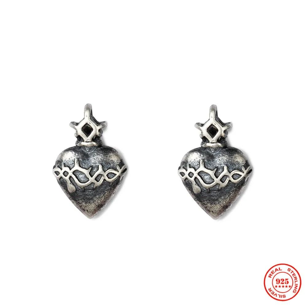 Jewelry Heart of Thorns Stud Earrings 925 Sterling Silver Ear Gift Size ONE SIZE - 6 Thumbnail