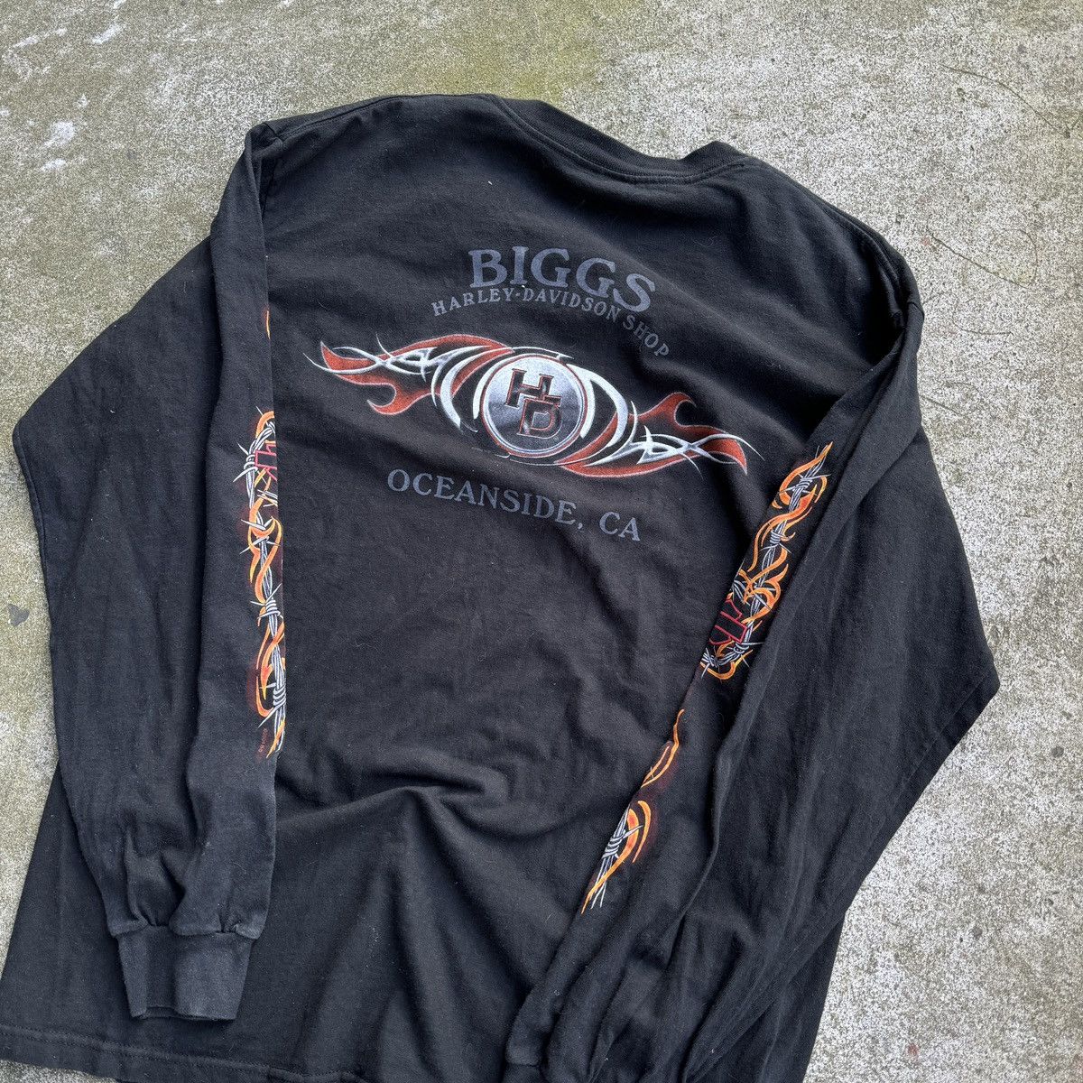 Harley Davidson Harley Faded Wire Flame Longsleeve Shirt ERD Grunge WCC Size US L / EU 52-54 / 3 - 9 Thumbnail