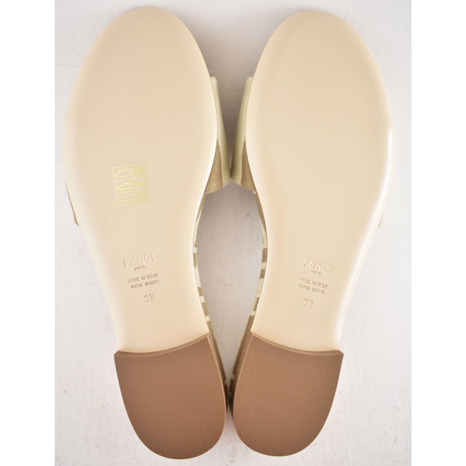 Fendi Fendi Beige Sand Striped FF Monogram Logo Mule Slide Flat Size US 8 / IT 38 - 15 Thumbnail