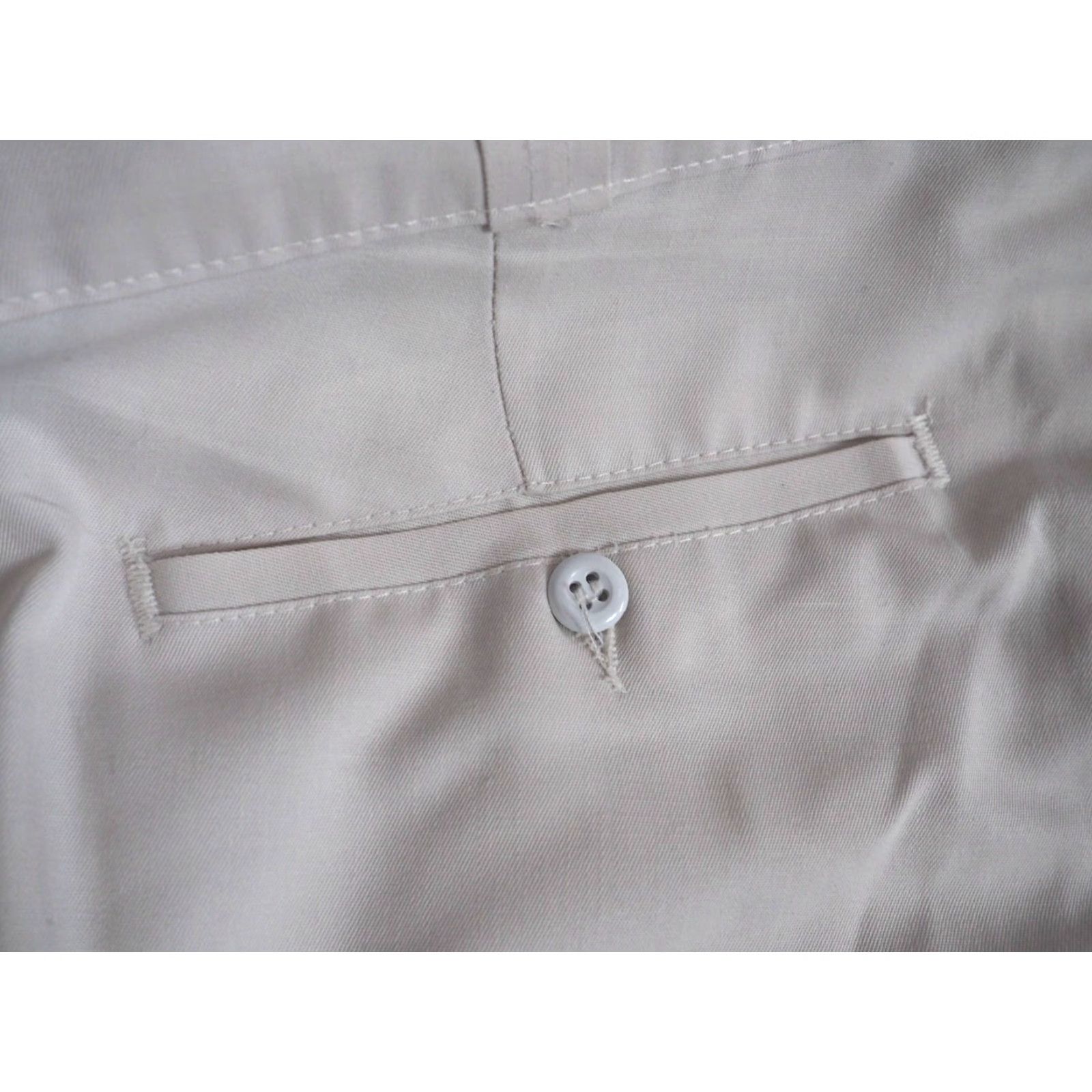 Vintage VINTAGE Angelica White 35x29 Polycotton Twill Chino Work Pants Men 1970s 60s 70s Rockabilly Straight Leg USA Size US 35 - 7 Thumbnail
