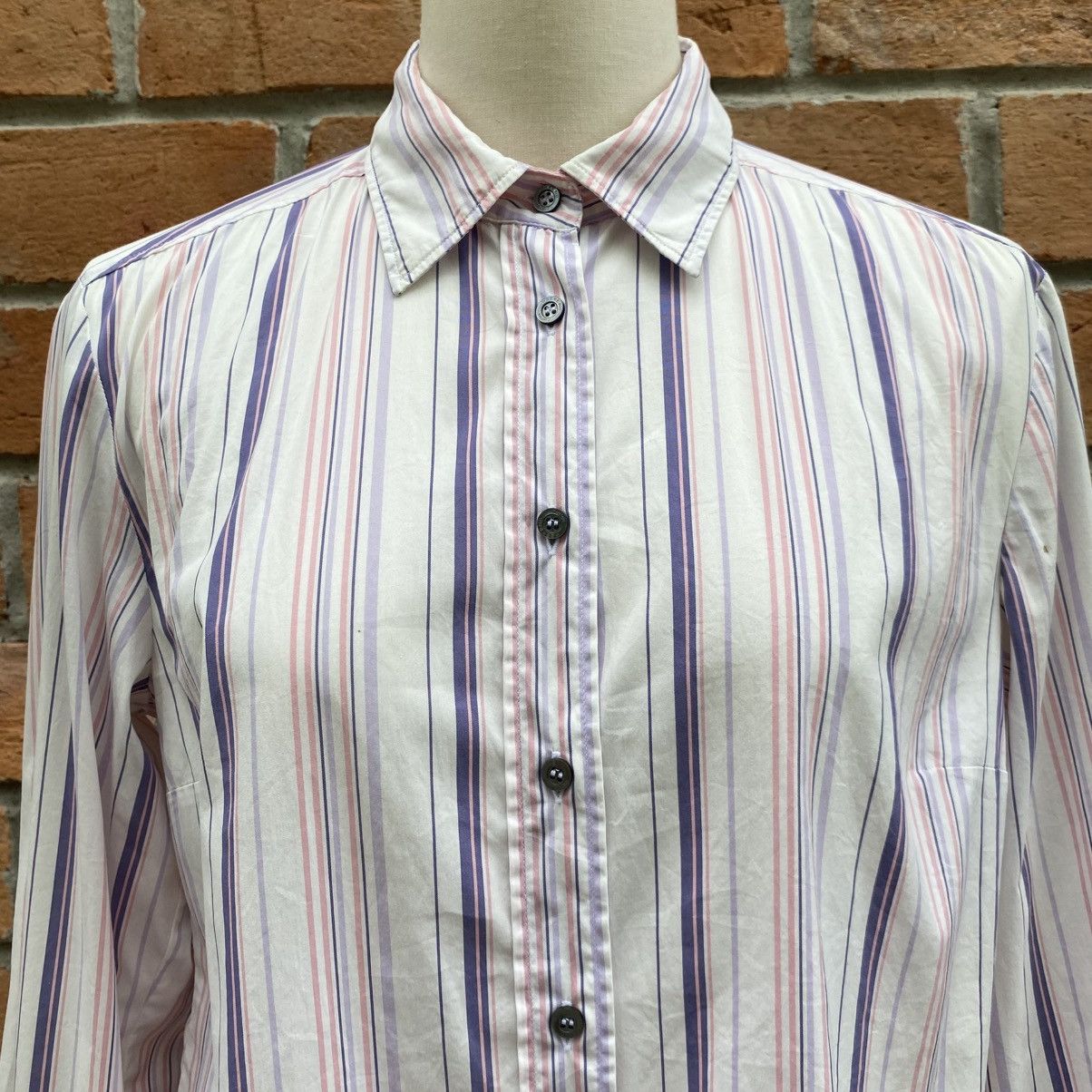 Max Mara Max Mara White Striped Long Sleeve Button-Up Shirt Size M / US 6-8 / IT 42-44 - 13 Thumbnail