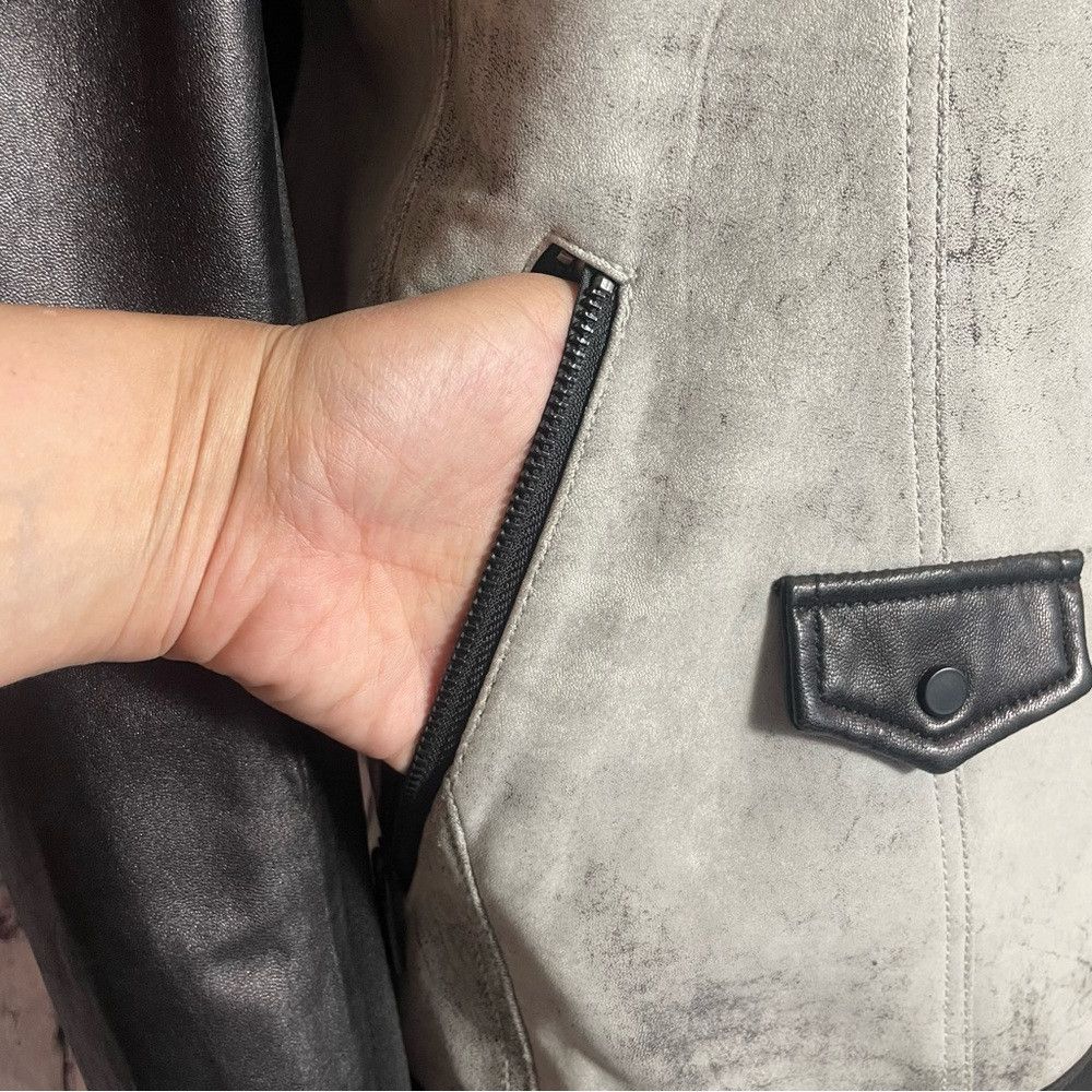 Other Bernardo Moto Leather Black Grey Jacket Size L Size L / US 10 / IT 46 - 3 Thumbnail