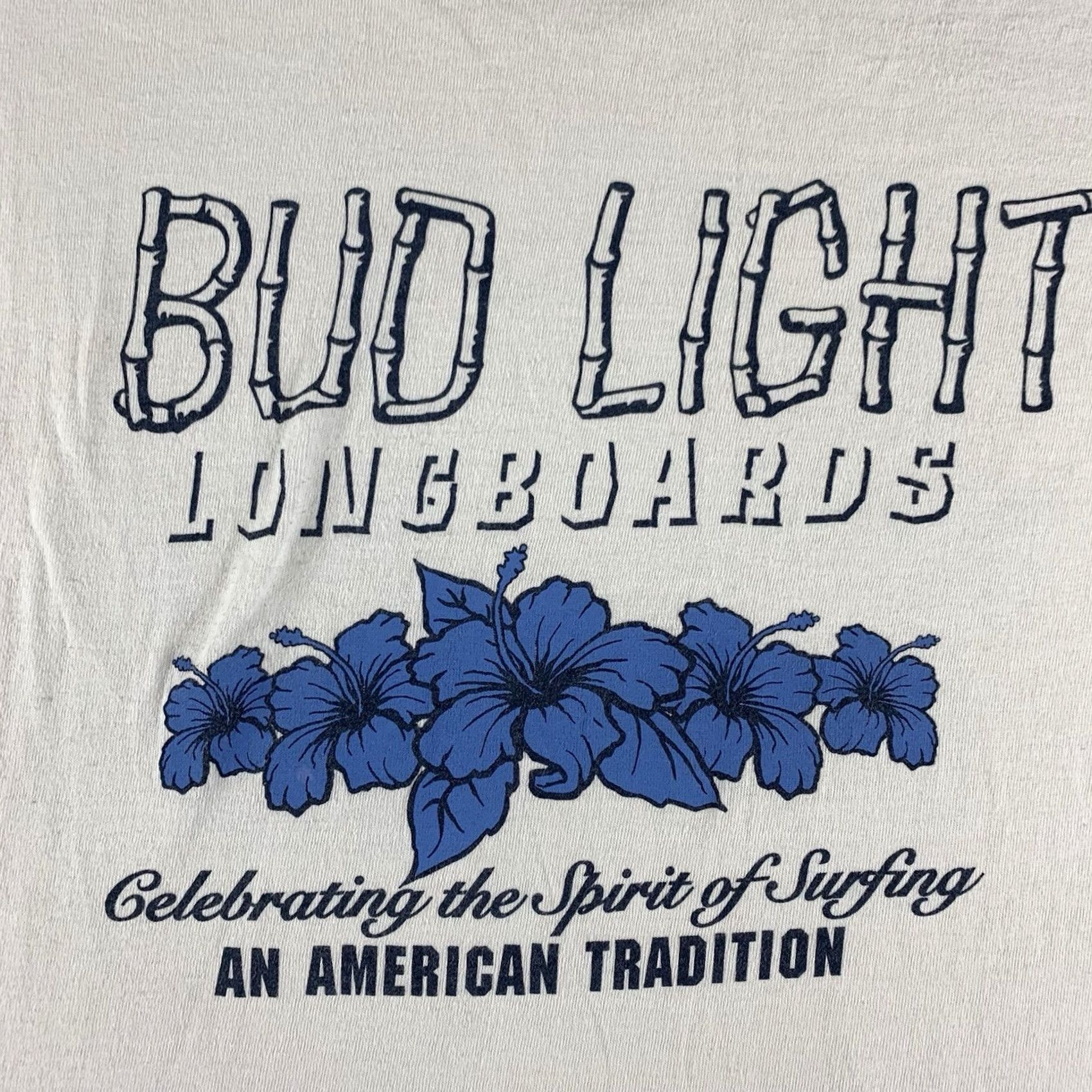 Gildan VINTAGE Bud Light Longboards Shirt Mens L White Gildan Heavy Cotton T-Shirt Crew Neck Short Sleeve Graphic Print Mens Regular Heavyweight Size US L / EU 52-54 / 3 - 2 Thumbnail