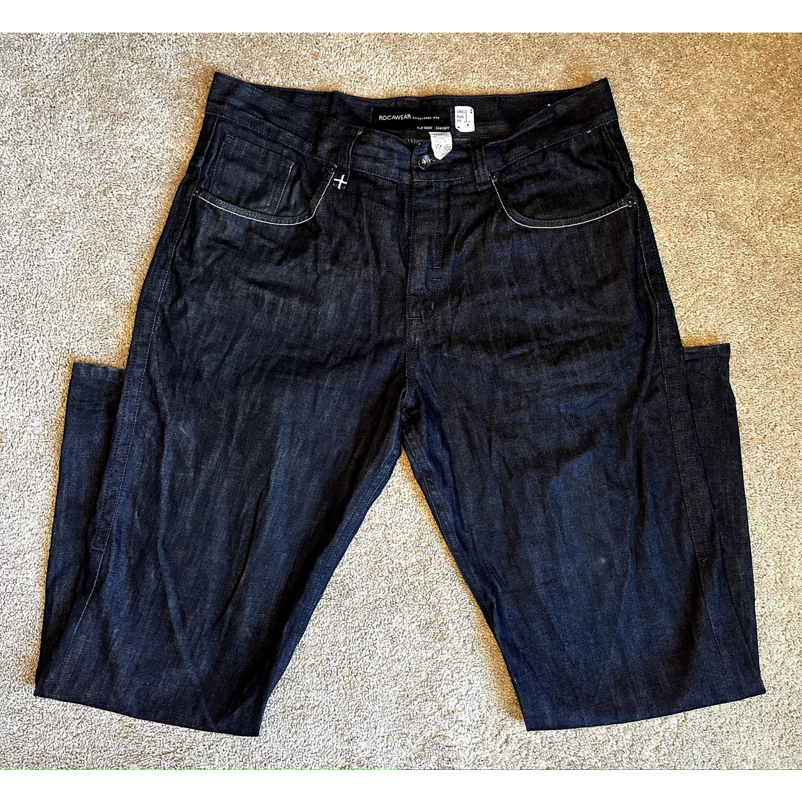 Rocawear Rocawear Original Fit Dark Wash Baggy Straight Jeans Navy 38 Size US 38 / EU 54 - 3 Thumbnail