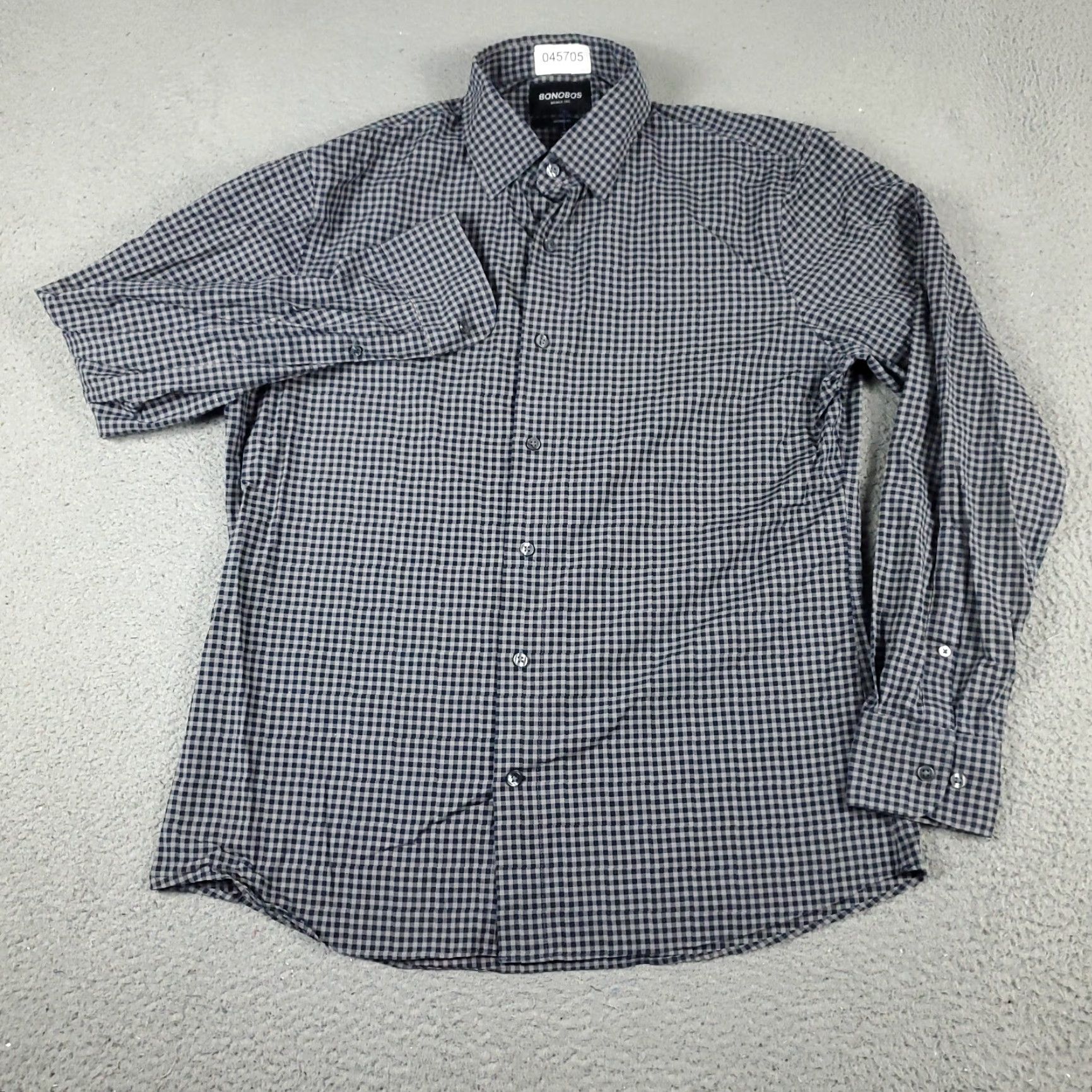 Bonobos Bonobos Shirt Mens Large Gray Blue Check Button-Up Long Sleeve Casual Business Formal Workwear Size US L / EU 52-54 / 3 - 2 Thumbnail