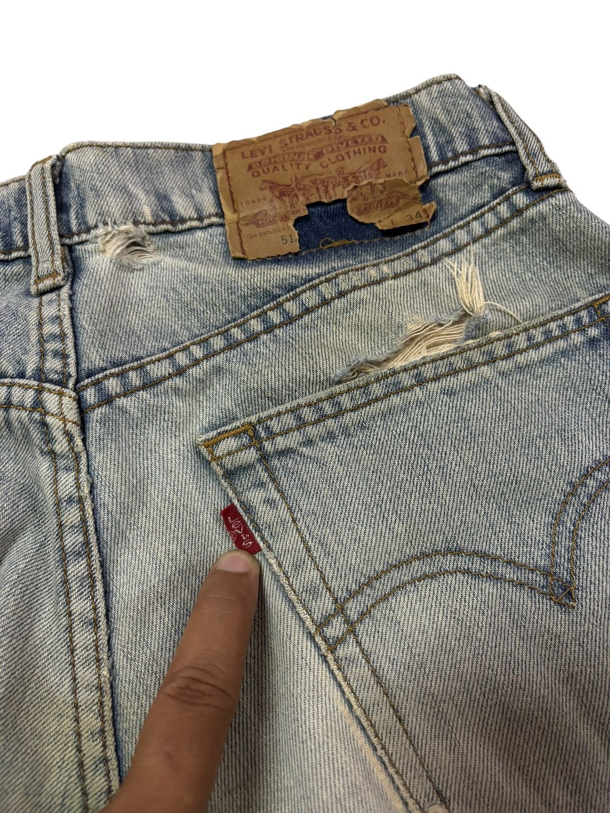 Levi's Vtg 80s Levis 512 Blue Wash Distressed Jeans Size US 29 - 10 Thumbnail