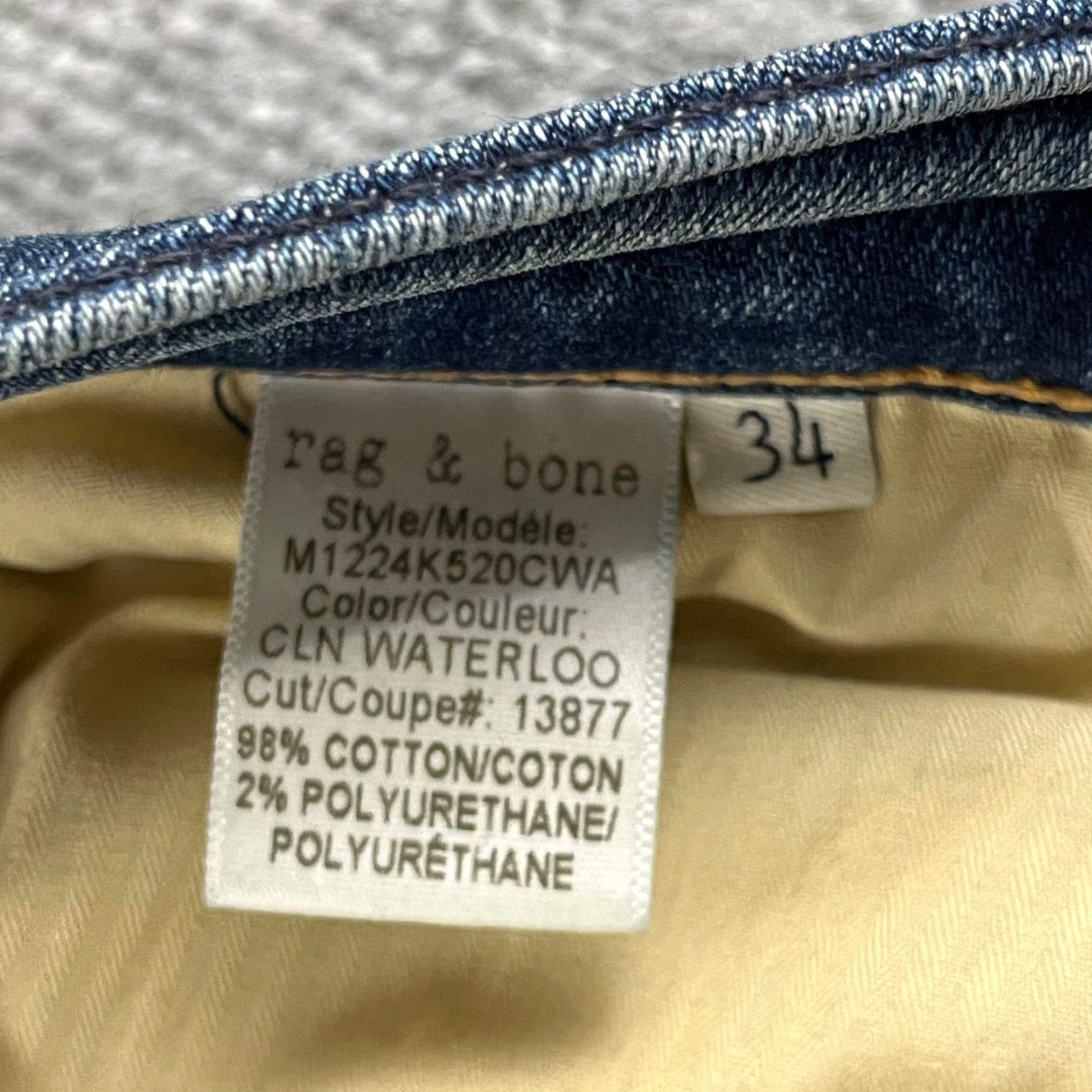 Rag & Bone RAG & BONE Jeans Slim Fit 34x34 Blue Denim Pants Button Fly Mens Size US 34 / EU 50 - 3 Thumbnail