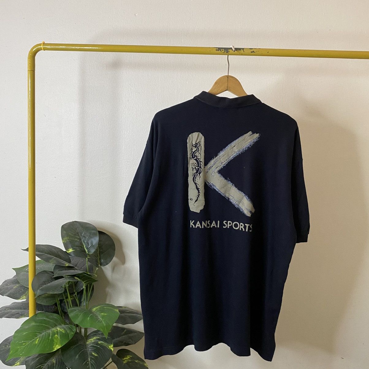 Kansai Yamamoto Kansai Sports Big Dragon Graphic Black Polo T Shirt Size US XL / EU 56 / 4 - 1 Thumbnail