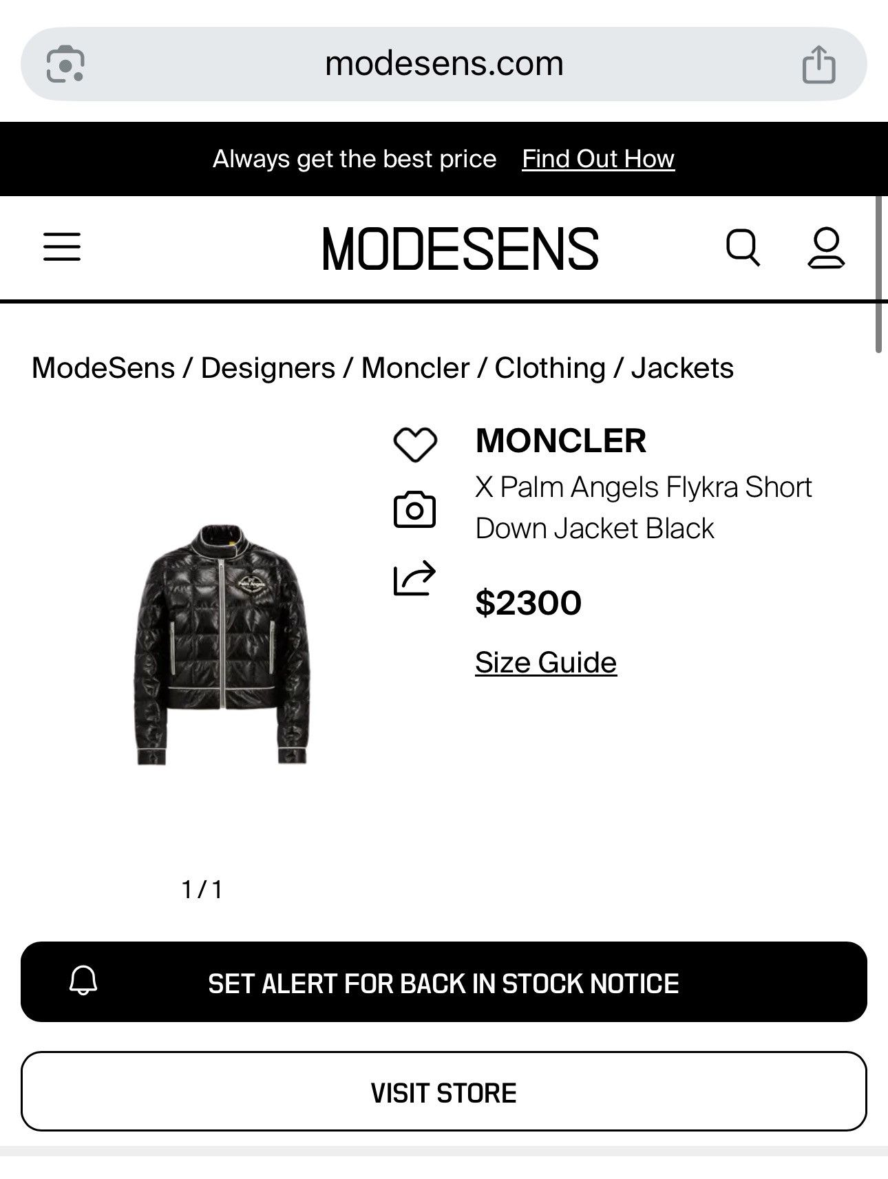 Moncler × Palm Angels MONCLER X PALM ANGELS FLYKRA SHORT DOWN GIUBOTTO JACKET Size M / US 6-8 / IT 42-44 - 2 Thumbnail