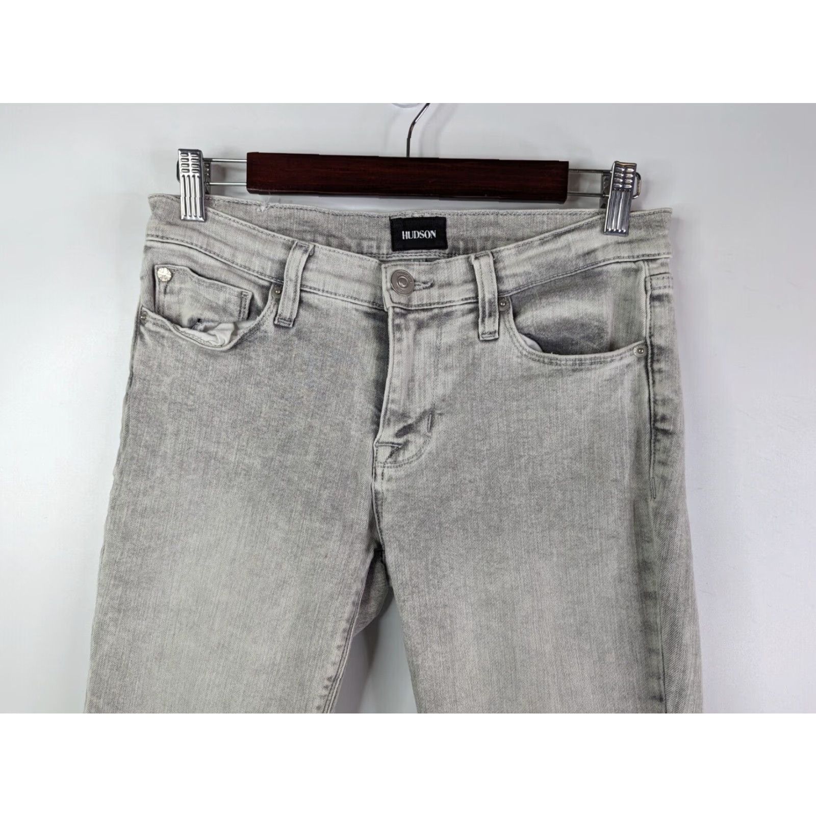 Hudson Hudson Krista Super Skinny Jeans Womens 27 Gray Denim Cotton Blend Low Rise Stretch Raw Hem Skinny Jeans Women 27 Mens? Size 27" / US 4 / IT 40 - 2 Thumbnail