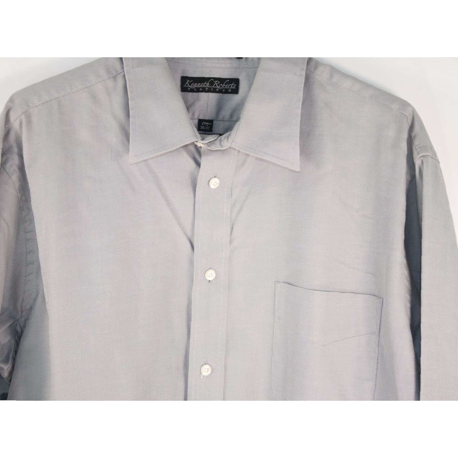 Vintage VINTAGE Kenneth Roberts Platinum Men's Button-Up Shirt Sz 17.5 Gray Cotton 80s Formal Casual Size US XL / EU 56 / 4 - 3 Thumbnail