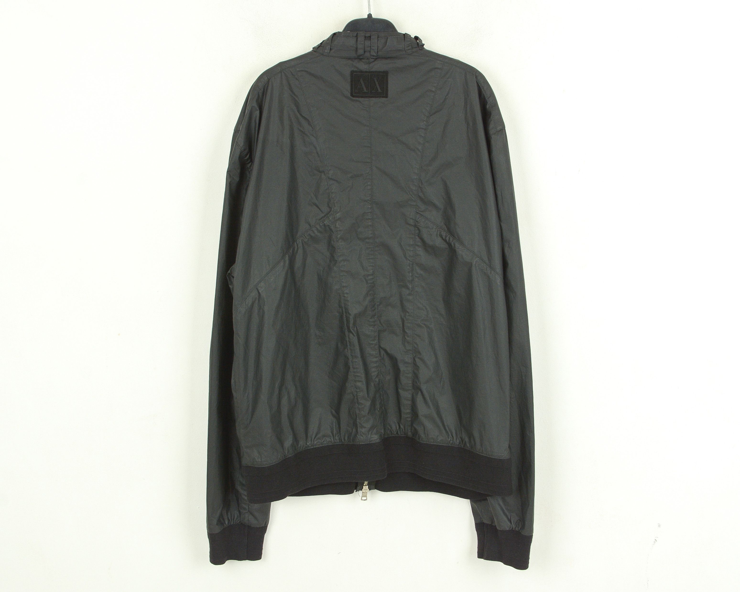 Armani Exchange AX men L Bomber Jacket Waxed cotton Racer Moto Black Coat Size US L / EU 52-54 / 3 - 5 Thumbnail