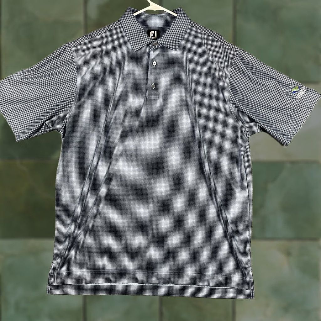 Footjoy FootJoy Golf Polo Shirt Men's XL Blue Check Geometric Print Size US XL / EU 56 / 4 - 1 Thumbnail
