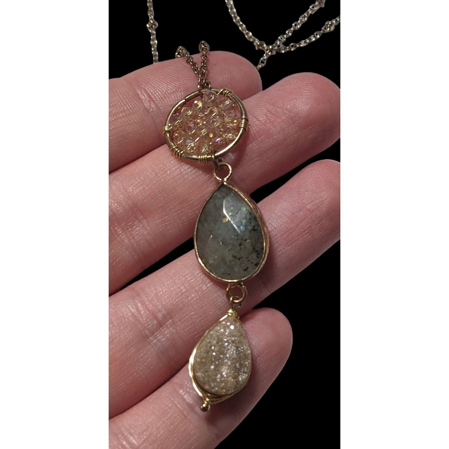 Other Gemstone Druzy Multilayer Charm Necklace Size ONE SIZE - 11 Thumbnail