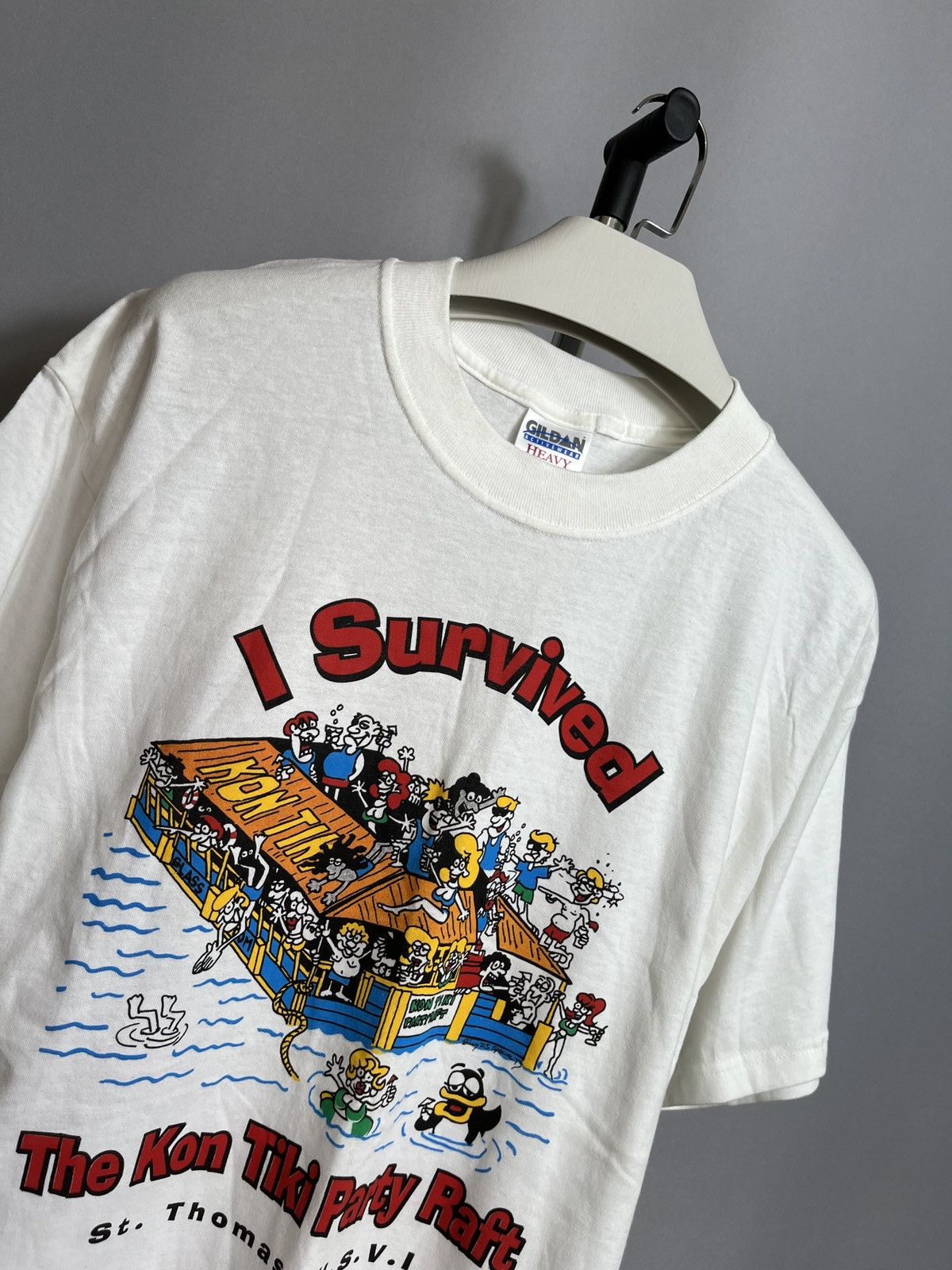 Vintage 90s Kon Tiki Party Raft St. Thomas Virgin Islands Tank shirt Size US L / EU 52-54 / 3 - 3 Thumbnail