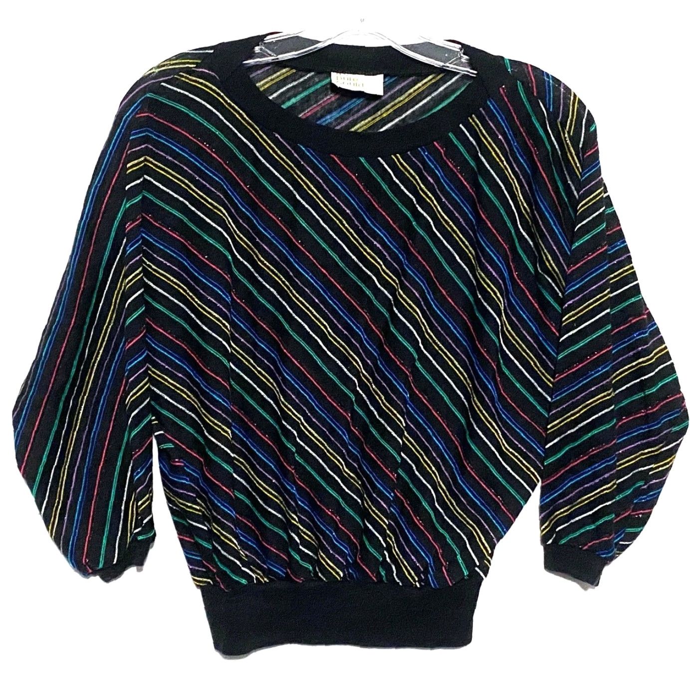 Rainbow VINTAGE Gould Rainbow Striped Sweater Womens S Military USA Made Pullover 70s Boho Retro Size S / US 4 / IT 40 - 2 Thumbnail