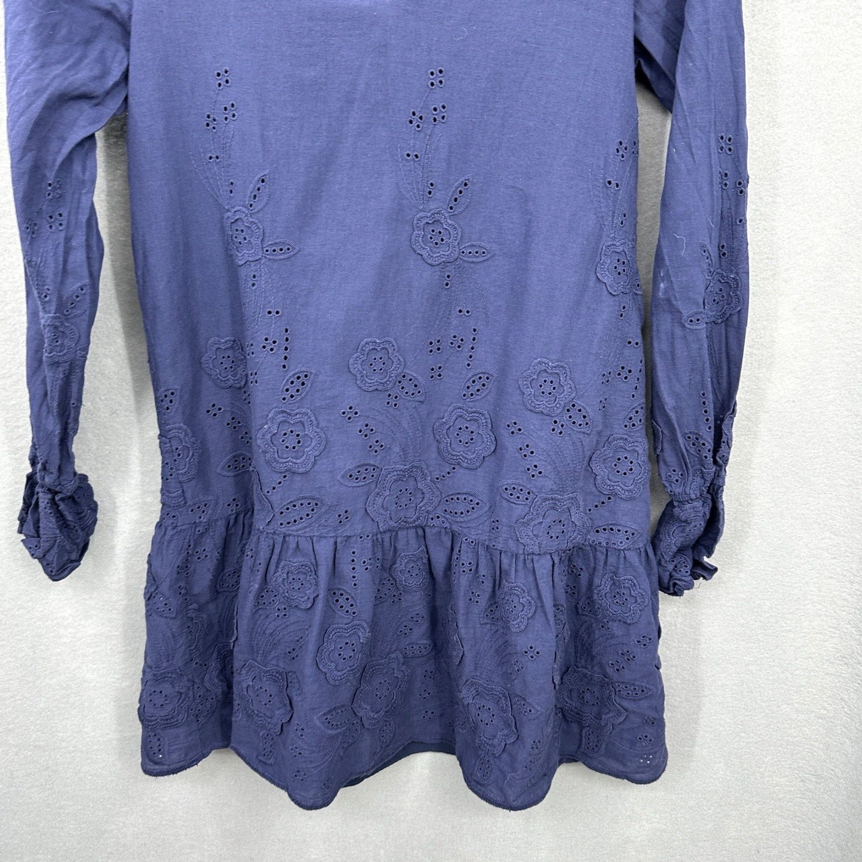 Bell Sail to Sable Dress - Mini Lace Bell Sleeve Blue - Women's XS - Preppy Casual Shift Dress Size XS / US 0-2 / IT 36-38 - 5 Thumbnail