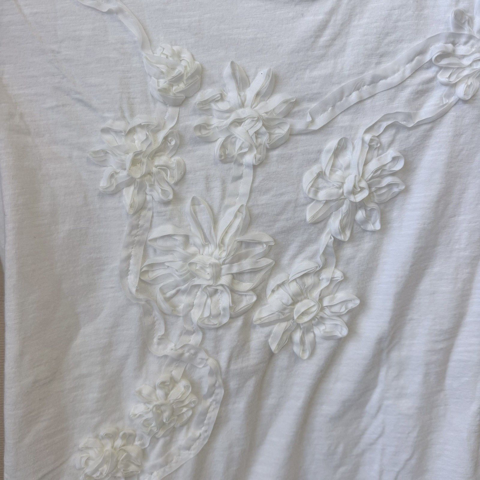 Other Po Pori White 3D Floral Appliqué Tee Boho Cotton Top S Size S / US 4 / IT 40 - 8 Thumbnail
