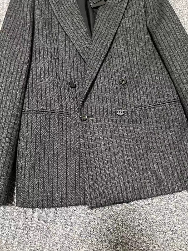 Saint Laurent Paris Saint Laurent Paris Grey vertical striped wool blazer jacke Size US S / EU 44-46 / 1 - 6 Thumbnail