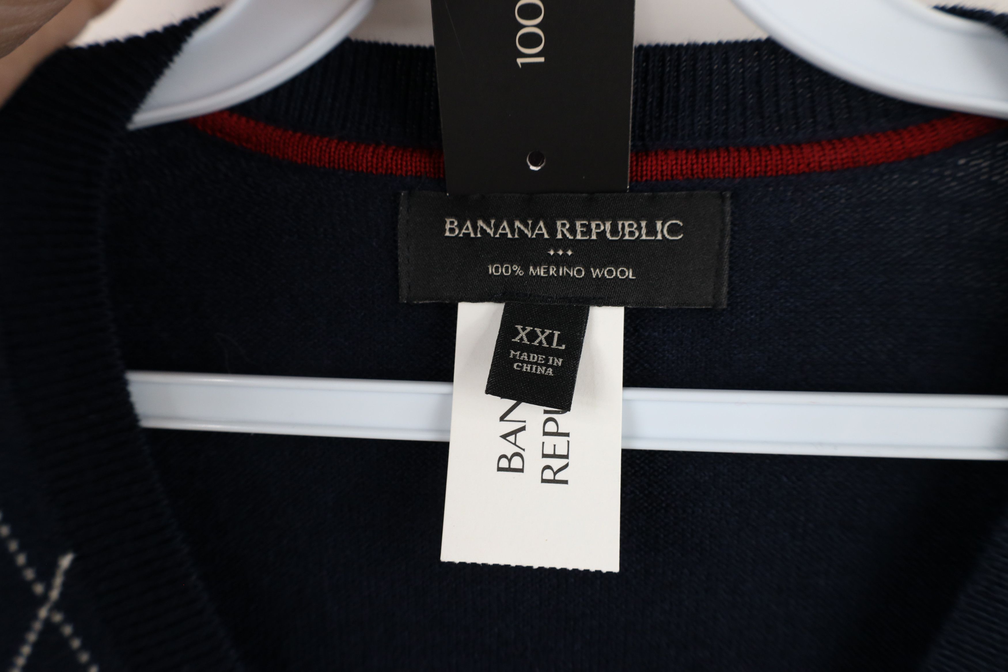 Banana Republic × Vintage Banana Republic Wool Knit Argyle Diamond V-Neck Sweater Size US XXL / EU 58 / 5 - 6 Thumbnail