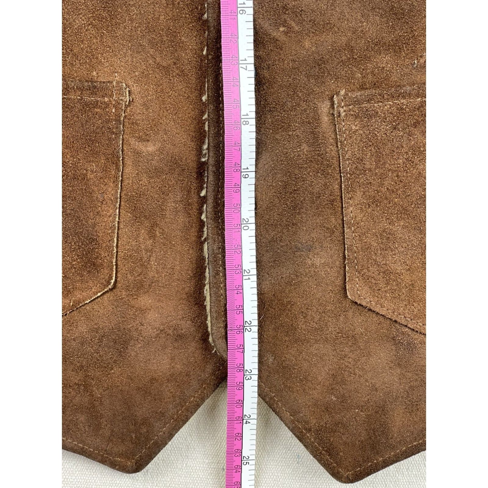 Vintage VINTAGE Joo-Kay Leather Vest Sherpa Lined Western USA 40 Men Brown 70s Work Vest Snap Buttons Mens Size US XXS / EU 40 - 8 Thumbnail