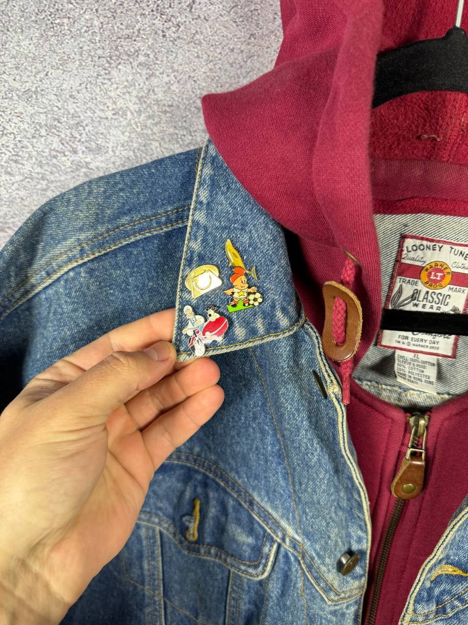 Vintage × Warner Bros ALL FOLKS LOONELY TUNES 1995 WB Hoodie Vest Jacket Denim XL Size US XL / EU 56 / 4 - 9 Thumbnail