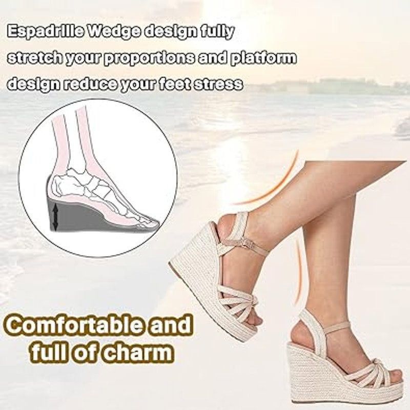 Other Mikarka Women's Size 8 Tan Straw Espadrille Wedge Sandals Size US 8 / IT 38 - 4 Thumbnail