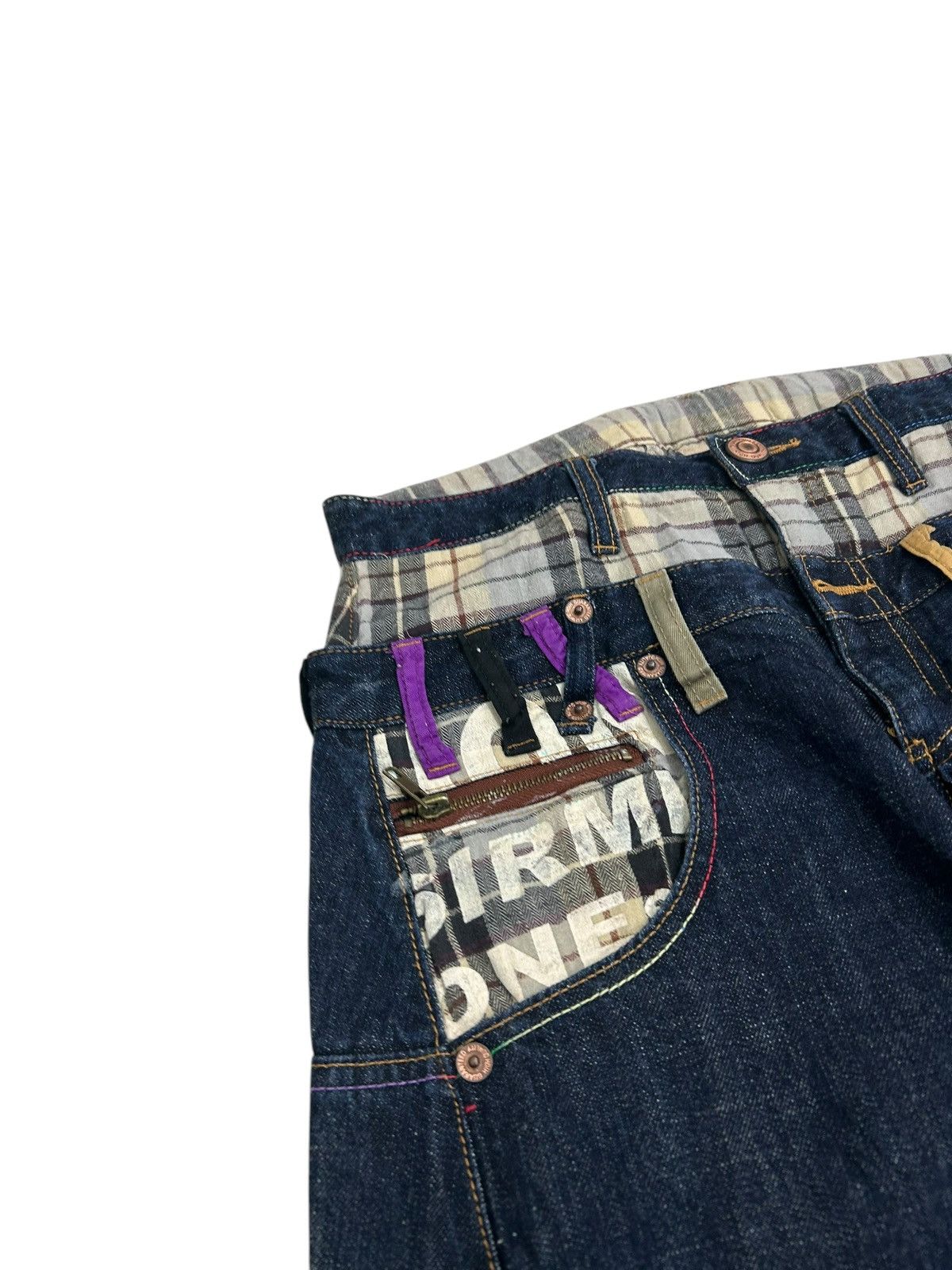 Japanese Brand Double Waist Japan Engineered Jean Cut Style Coloured Waist Size US 30 / EU 46 - 6 Thumbnail