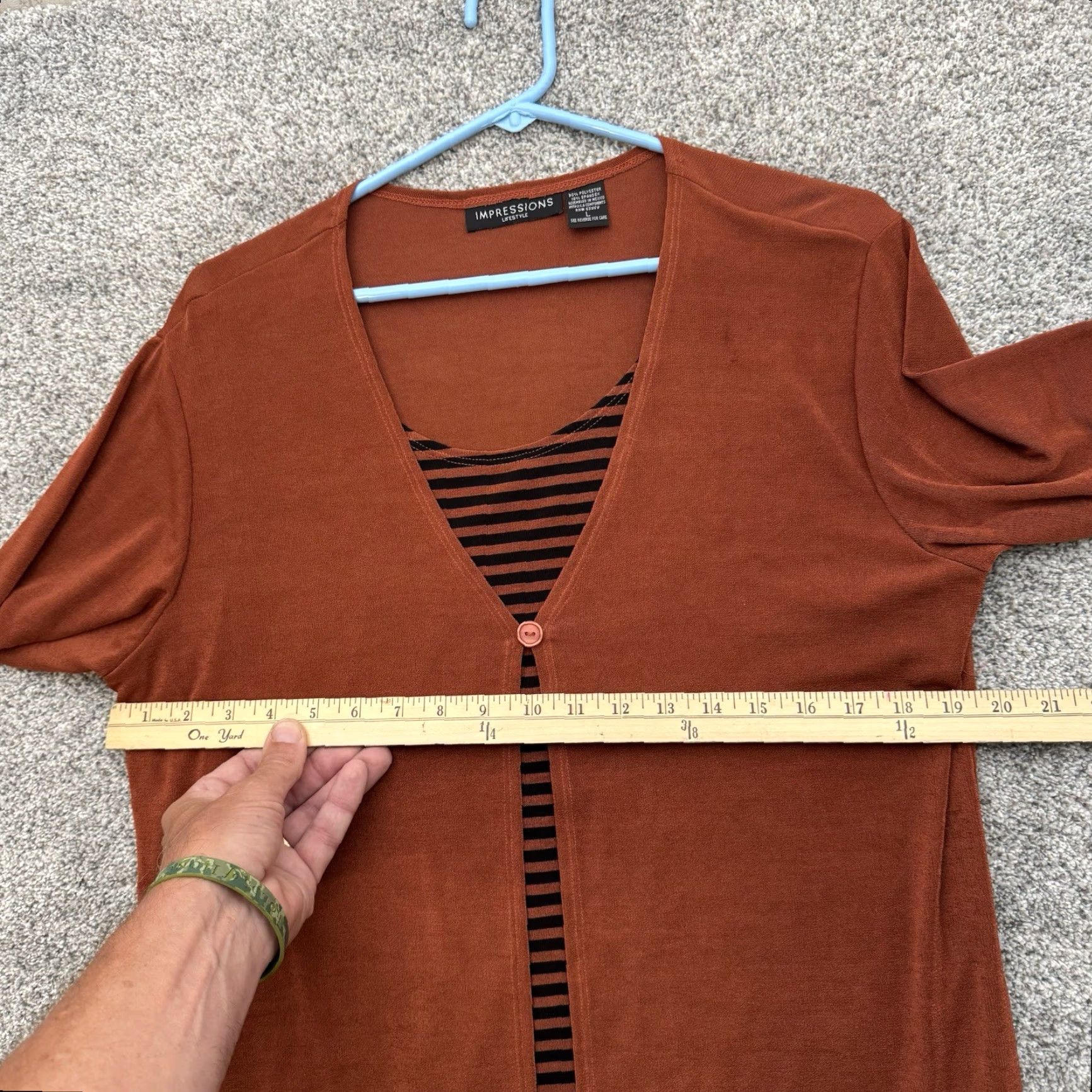 Vintage VINTAGE Impressions Cardigan Top L Women Brown Slinky Office Chic Lagenlook 3/4 Sleeve V-Neck Size L / US 10 / IT 46 - 3 Thumbnail
