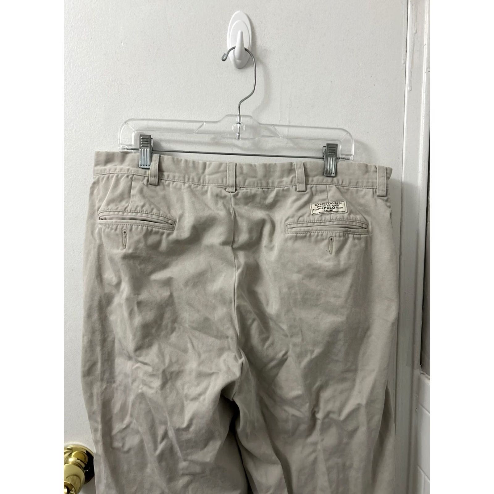 Polo Ralph Lauren VINTAGE Polo Ralph Lauren Andrew Pants Mens 36x28 Tan Pleated Chino Cotton Trousers Size US M / EU 48-50 / 2 - 6 Thumbnail