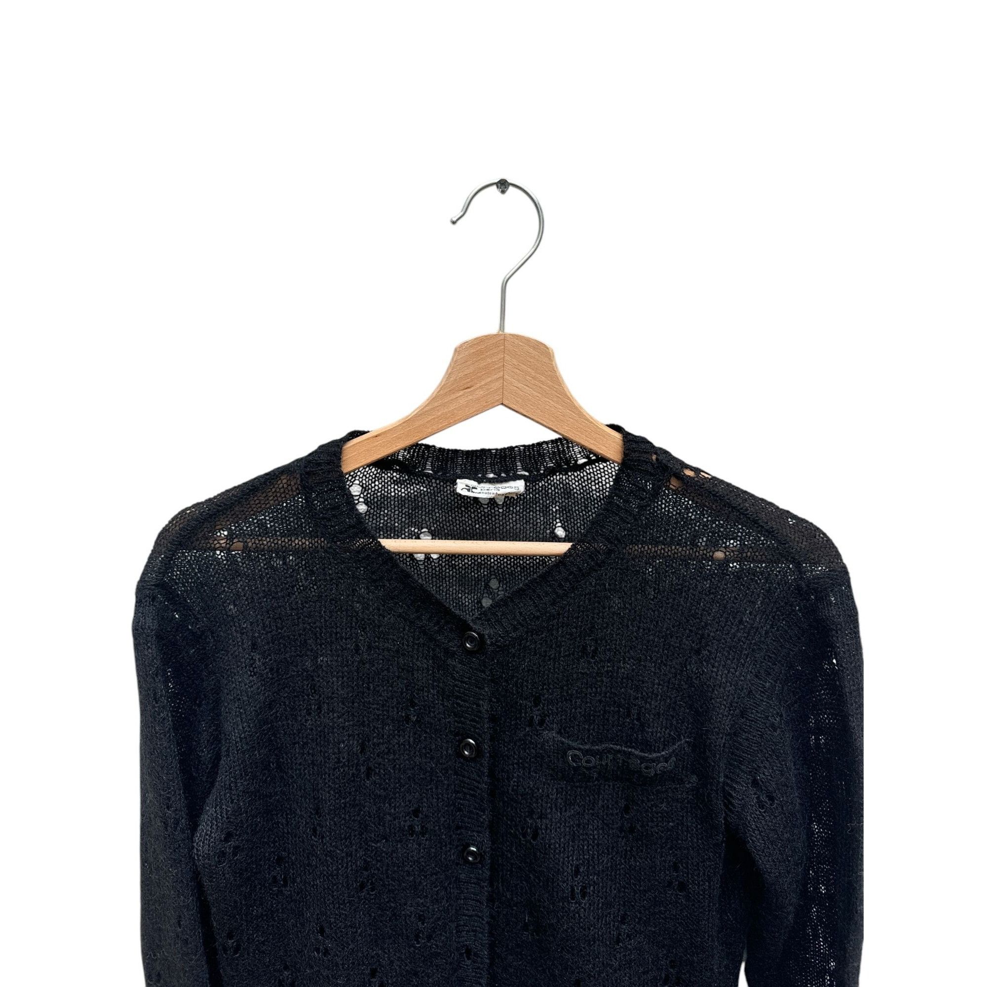 Courreges Vintage Black Wool Cardigan Size M / US 6-8 / IT 42-44 - 3 Thumbnail